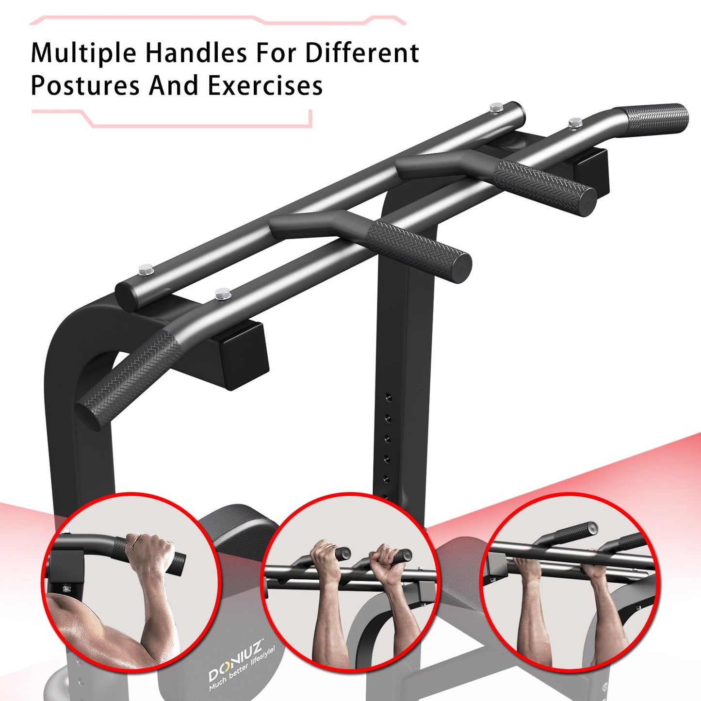 DONIUZ Power Tower Pull Up Bar and Dip Station, Multi-Function Home Gym, Strength Training Fitness Equipment, Height Adjustable(DZ-580A)
