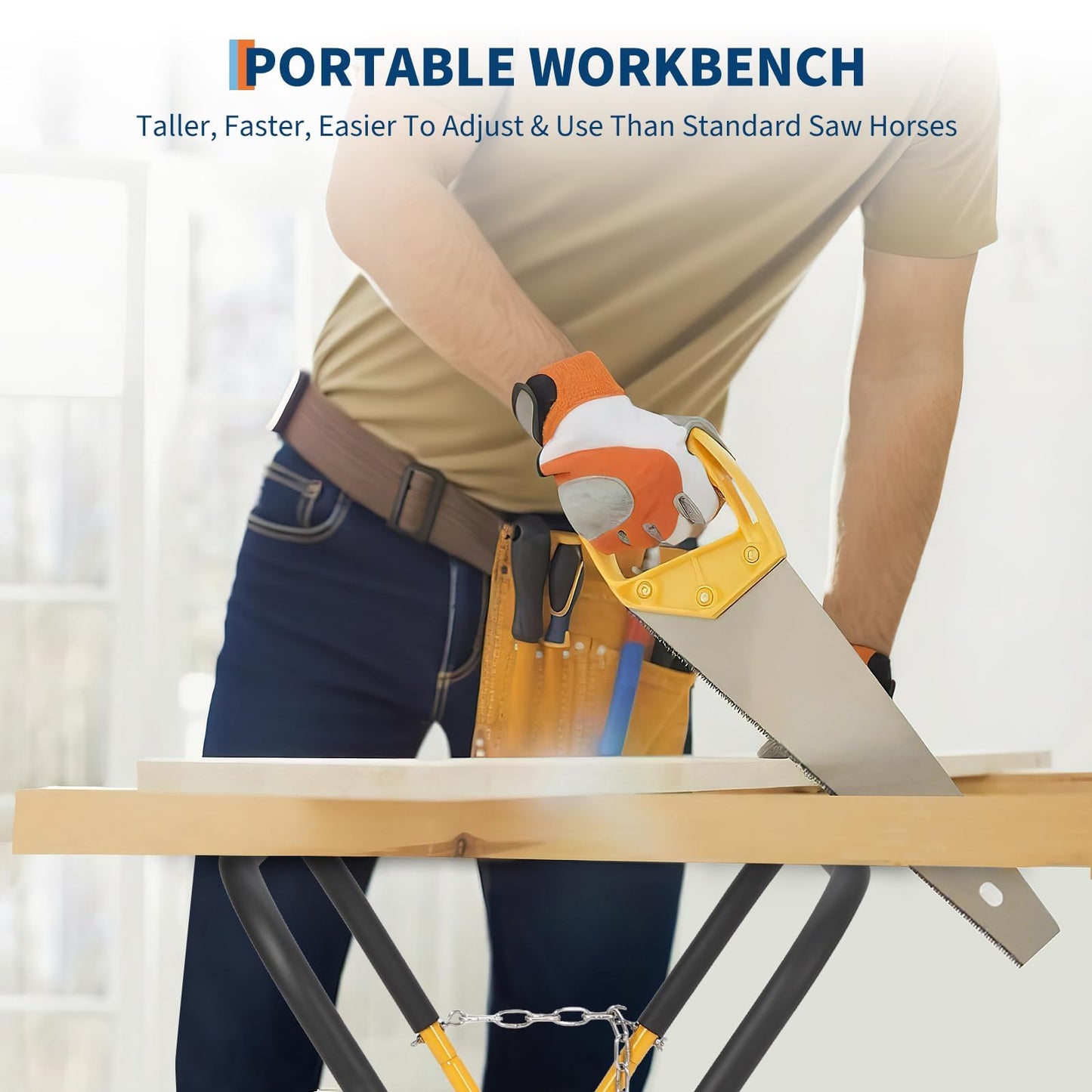 500LBS Yellow Work Stand 4 Pack Heavy Duty Automotive Work Bench