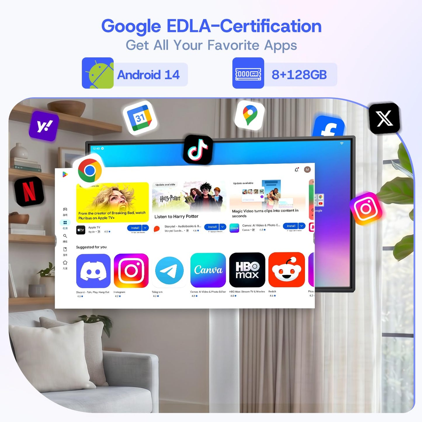 JAV Smart Board 43 Inch, Interactive Whiteboard with EDLA Certified for Office and Classroom, Digital Whiteboard Rotating Touchscreen Android 14 8+128GB (Board Only)