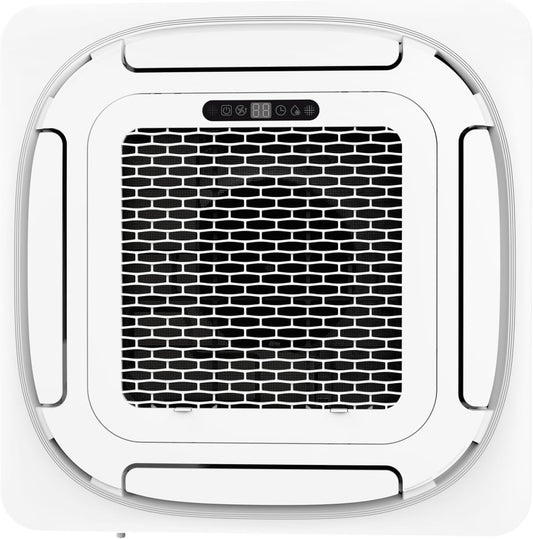 9000 BTU Ceiling Cassette Mini Split Air Conditioner & Heater – 360° 8-Way Airflow, Remote Controlled, Whisper-Quiet, 208/230V, R454B Refrigerant, 25ft Installation Kit, Ultra-Slim for Home & Business