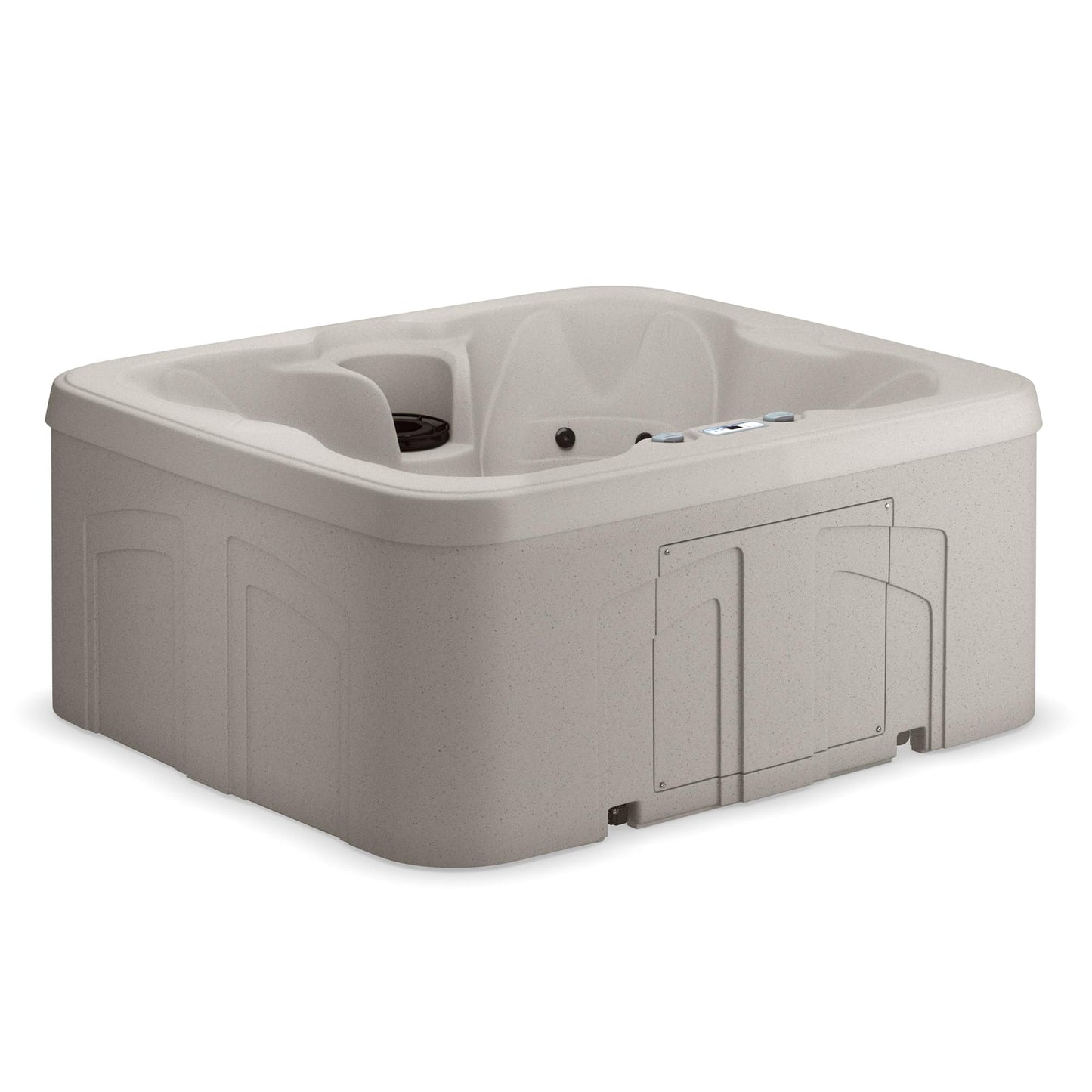 Lifesmart 4-Person Plug & Play Square Hot Tub Spa with 13 Jets, 1.0 HP Pump, Thermal Cover and LED Light, Outdoor Spa, Sand