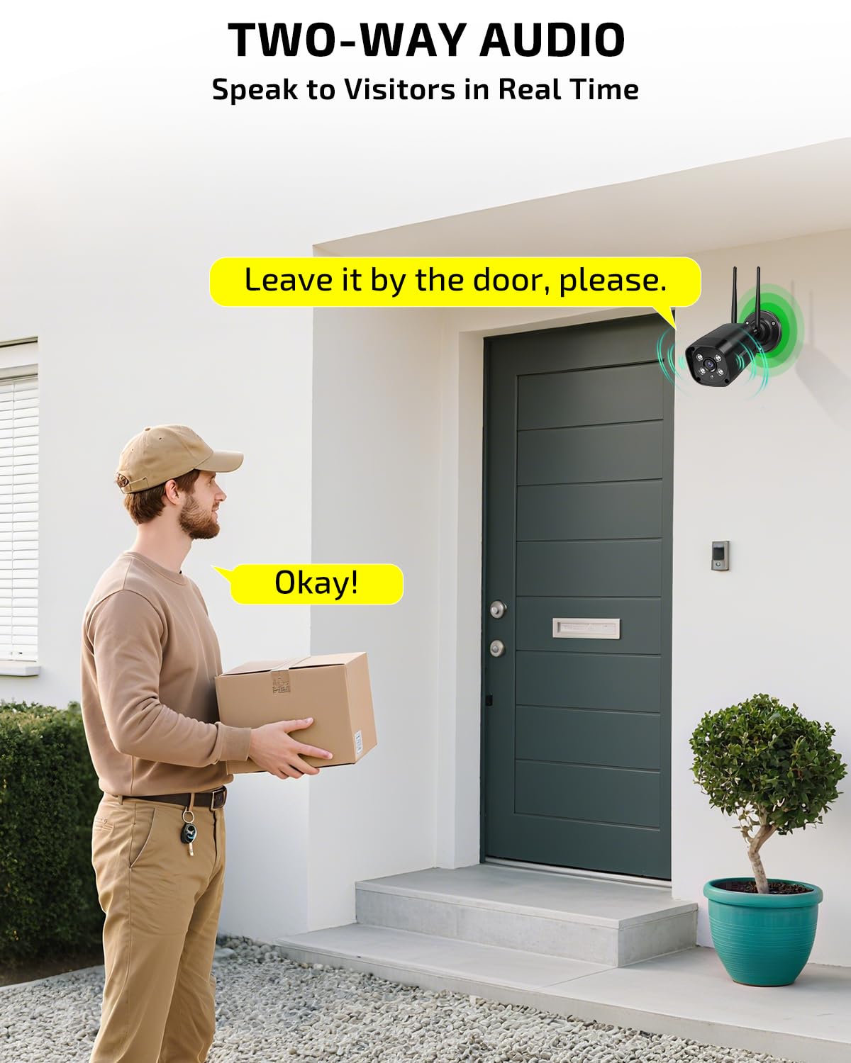 OHWOAI 《Dual Antennas & 130°Wide Angle》Wireless Security Camera System Outdoor, Wireless Cameras for Home Security, Surveillance Video Systems DVR Kits