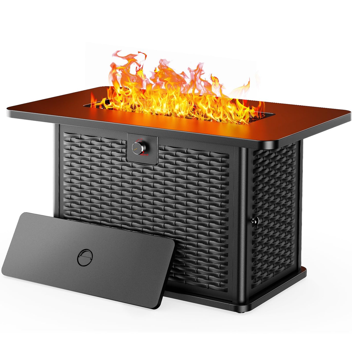 Ciays 43-Inch Rectangular Propane Fire Pit with 60,000 BTU Output, Gas with Cover & Rocks, Table CSA-Certified 2 in 1Table Gatherings Parties with 304 Stainless Steel H-Burner