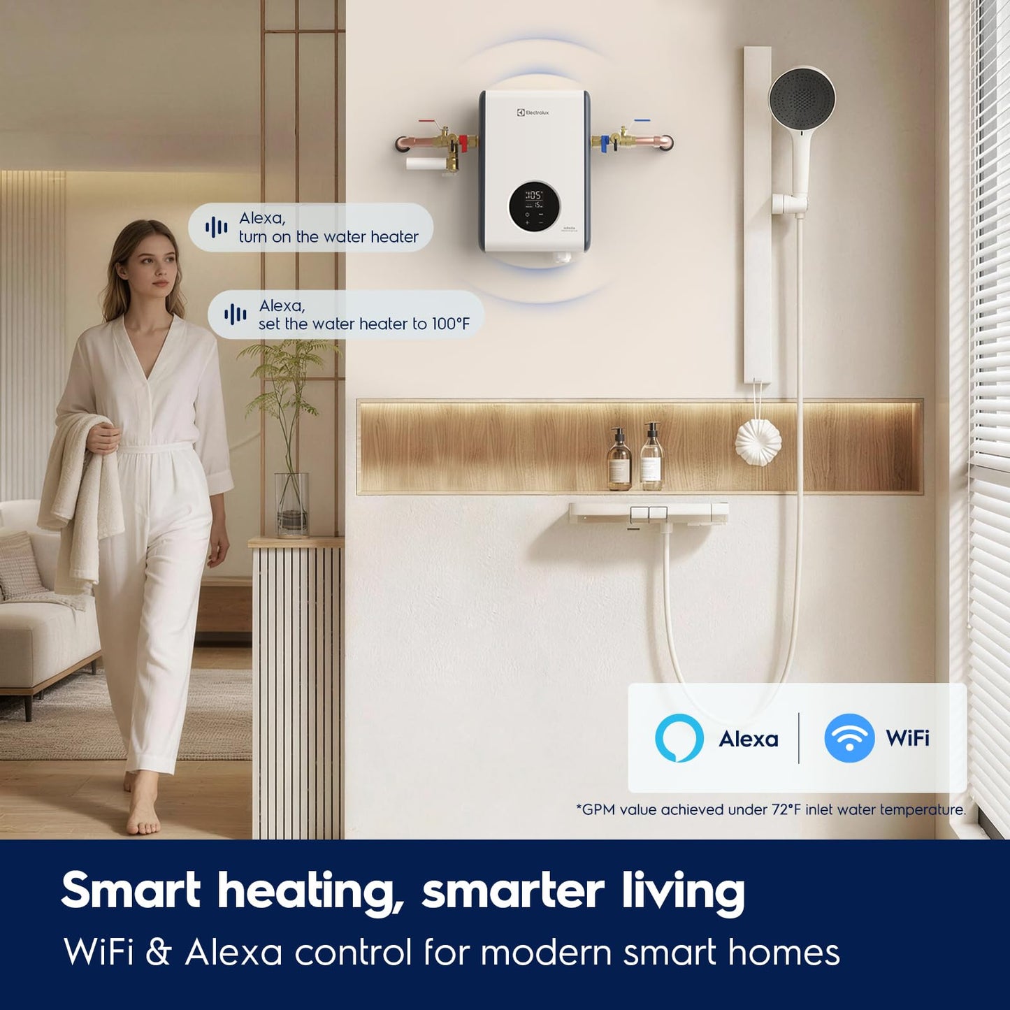 Electrolux 14kW Tankless Water Heater Electric 240V - Smart WiFi & Alexa, On Demand Hot Water Heater Electric, Max 3.4 GPM, Space-Saving Instant On Demand Water Heater