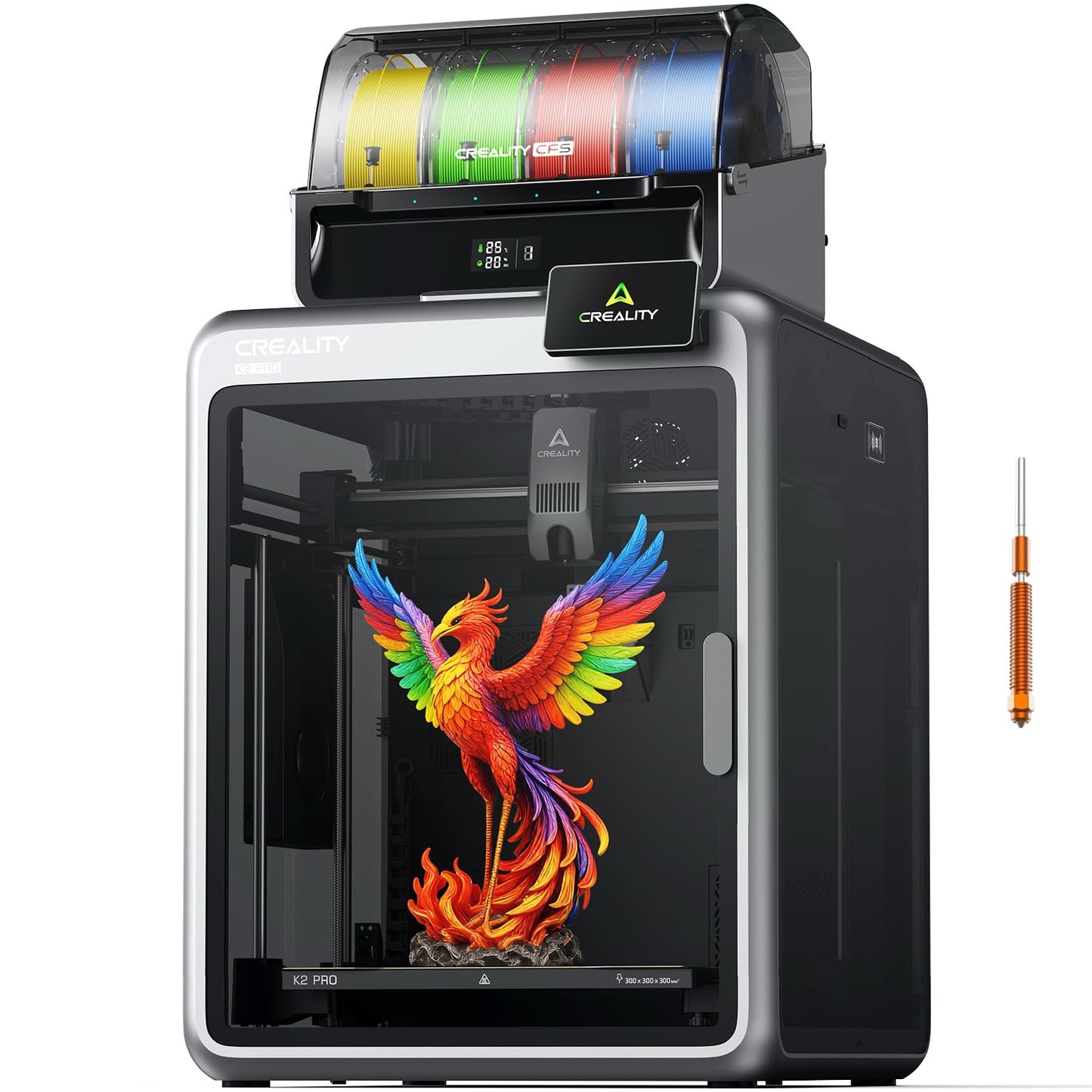 Creality K2 Pro Combo (A) 3D Printer, Multicolor 3D Printer with CFS, 600mm/s Max High-Speed, Dual AI Camera, Fully Assembled Auto Leveling, 300x300x300mm Large Print Volume, for Pros & Hobbyist