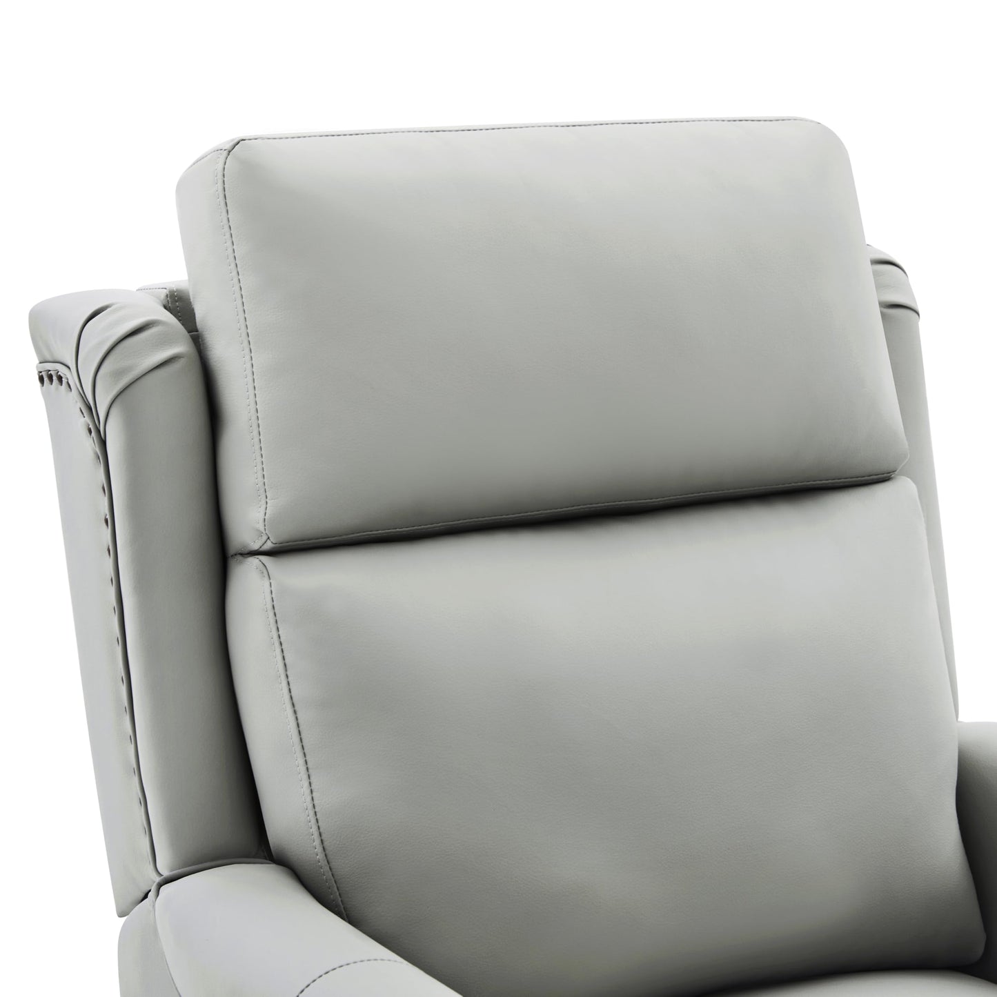 Merax Modern Manual Recliner Chair with Massage & Heat, 270° Swivel Rocking Chair, PU Leather Upholstered Home Theater Recliner with Storage Pocket, Adjustable Backrest for Living Room, Grey