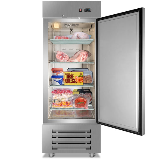 Tylza 27.5" Commercial Reach-in Freezer, Fan Cooling, Solid Stainless Steel Single Door, 530.6L