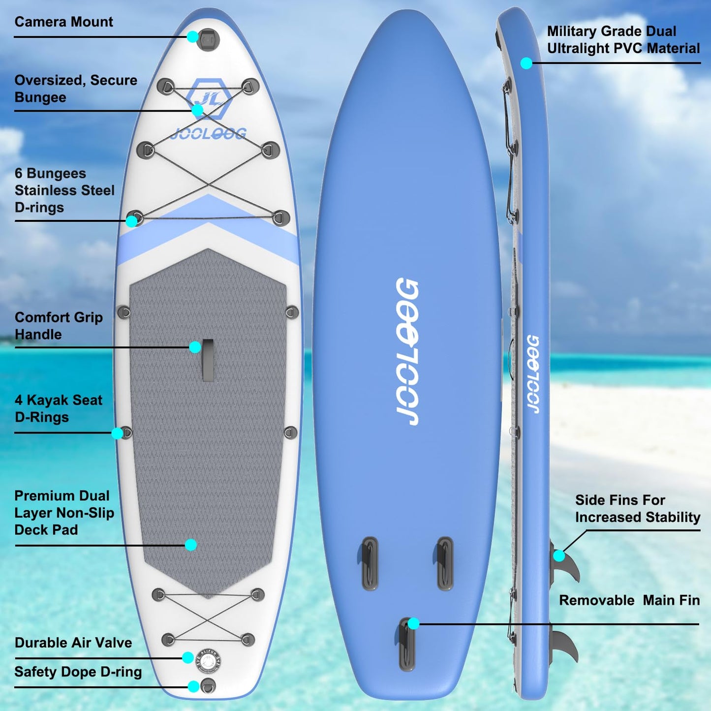 Inflatable Stand Up Paddle Board, Blow Up Paddle Board SUP 10'6"x32"x6", All Around Paddleboards for Beginner & Intermediate, Built-in Camera Mount, Military Grade PVC with Full Accessory Package