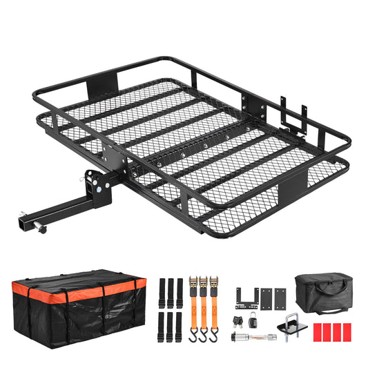 VEVOR Hitch Mount Cargo Carrier, 60" x 36" x 6" Folding Rear Luggage Rack Basket with Waterproof Cargo Bag, 500LBS Capacity High-Strength Steel Hitch Cargo Carrier Fits 2" Receiver for SUV Pickups