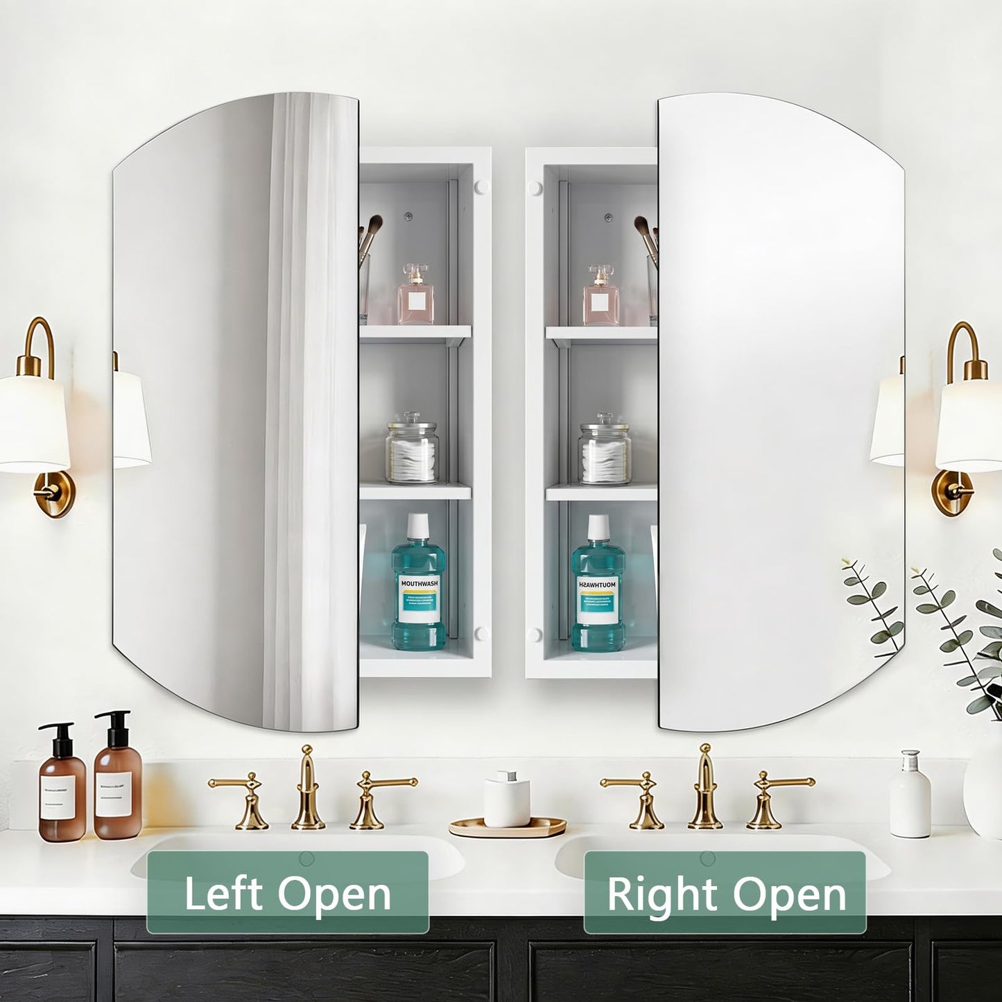 HESONTH 22x30 inch Medicine Cabinet Frameless Bathroom Mirror Cabinet Recess or Surface Mounted Medicine Cabinet with Mirror Cabinet for Bathroom Living Room Toilet Kitchen