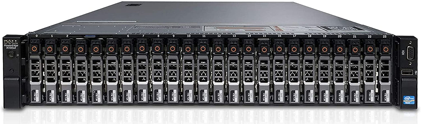 Dell PowerEdge R730xd Server 24B SFF 2U, 2X Intel Xeon E5-2690 v4 2.6Ghz (28-cores Total), 128GB DDR4 RAM, 4X 1.2TB 10K SAS 2.5” 12Gb/s HDD, H730P 2GB RAID, NIC 10Gb + I350 1Gb (Renewed)