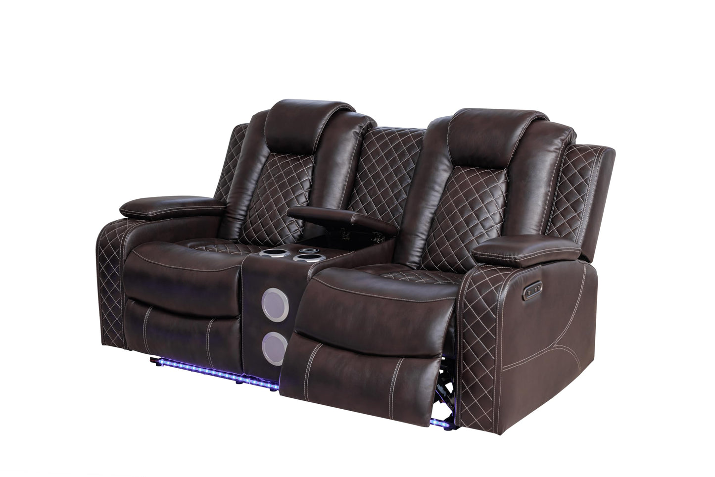 Ball & Cast Power Recliner Sofa Set Leather Reclining Couch Home Theater Seating 3PCS Recliner Couch Loveseat & Chair Sets with USB Ports,Wireless Charing,Cup Holders for Home Theater,Living Room