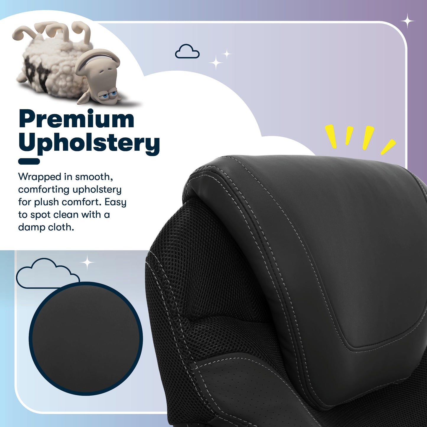 Serta Bryce Executive Office Chair - Ergonomic Computer DeskChair with Lumbar Technology - Adjustable Height - Memory Foam Body Pillows - 360° Swivel Rolling Base - Bonded Leather - Black