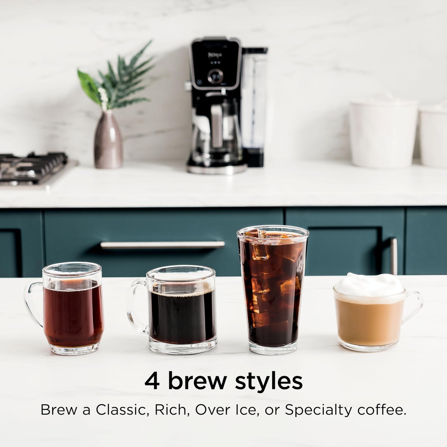 Ninja Specialty Drip Coffee Maker | DualBrew™ Pro Specialty Coffee Machine w/Frother, Permanent Filter | Brew w/Pods & Grounds, K Cups Compatible | 4 Brew Styles, 13 Cup to Pot Sizes | Black CFP307