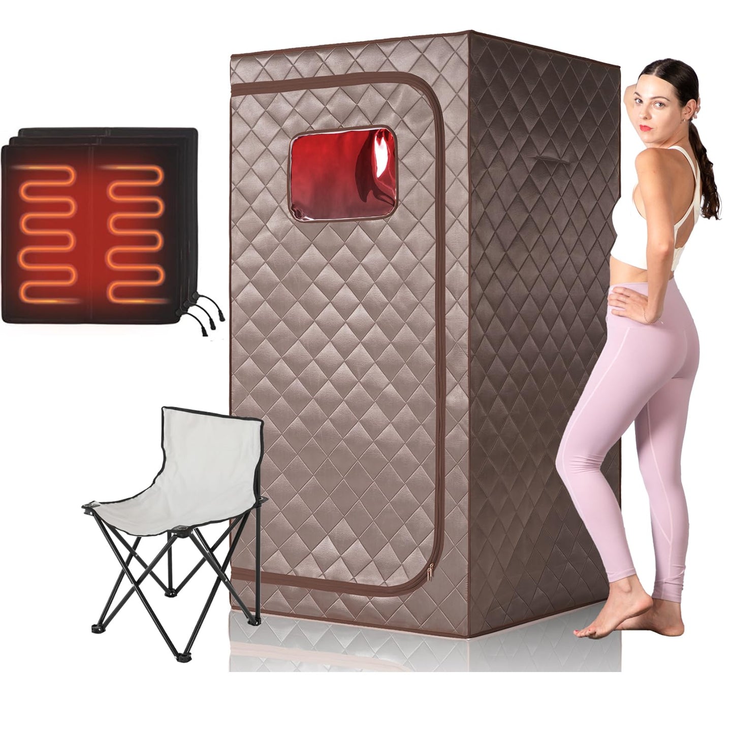 TaTalife Portable Full Size Infrared Sauna, Personal Sauna for Home Spa, Home Spa Tent with Remote Control, Heating Foot Pad, Foldable Reinforced Chair, Detox Therapy (L 33.8" x W 33.8" x H 66.5")