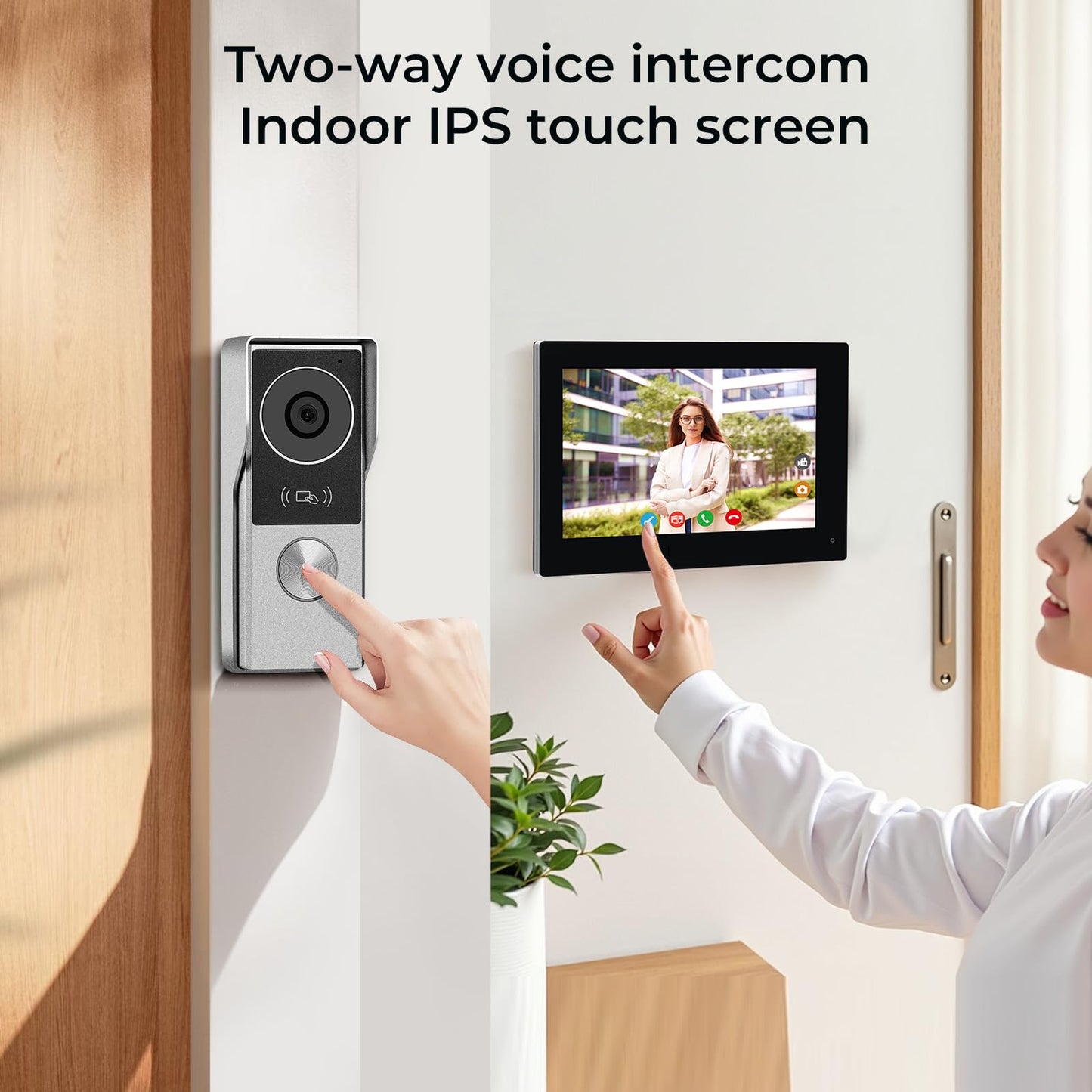 LUMOBELL 2-Wired Video Intercom System with Dual 7'' Touch Screen, 1080P HD Camera & 130° Wide Angle, Two-Way Calling Between Screens, Tuya APP Remote Control, Waterproof, for Villa Apartment