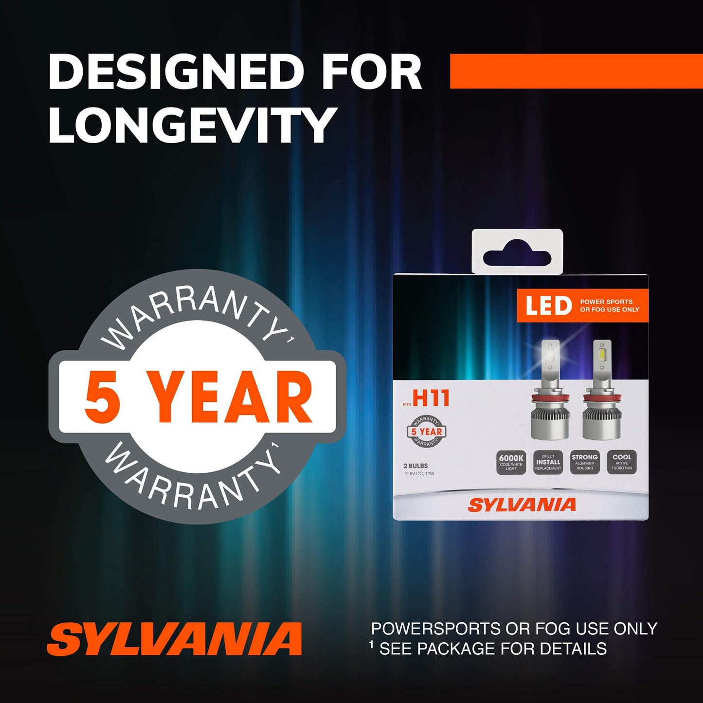 SYLVANIA H11 LED Headlight Bulbs - Off-Road/Fog Lights - Multicolor - Model H11SL.BX2 - 2 Pack