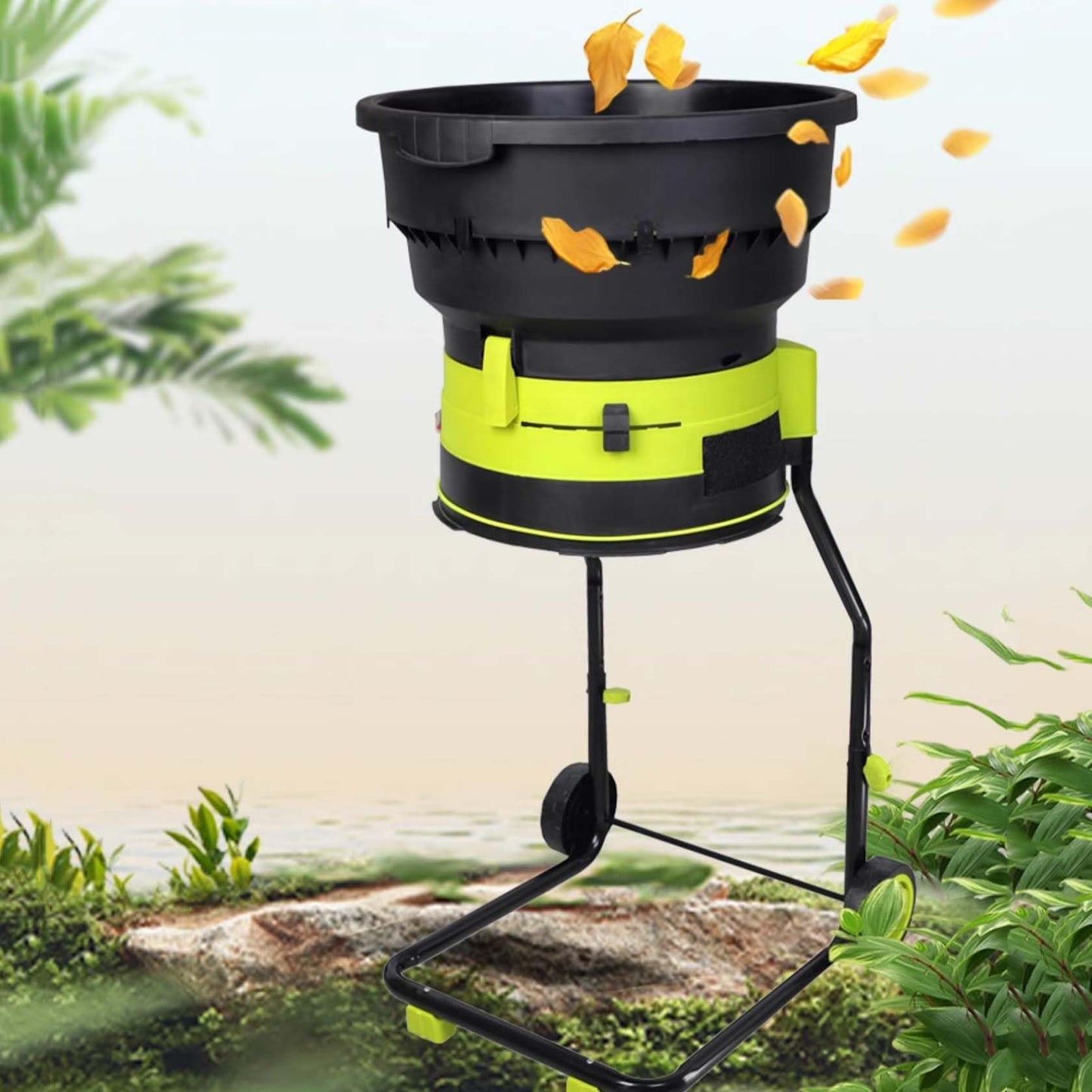 AGFKXO Electric Leaf Mulcher Cordless, Leaf Shredder 8000 RPM, 17:1 Leaf Shredder Rate, Adjustable Leaf Shredder Size Leaves Collector,no Power Cord