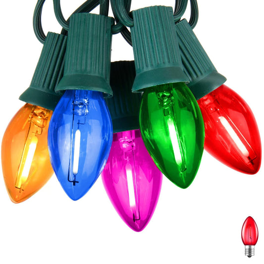 Minetom C7 LED Christmas String Lights, 100FT, Multicolor, 104 Bulbs, Model GYPC-O100LAU, Connectable for Holiday Decor