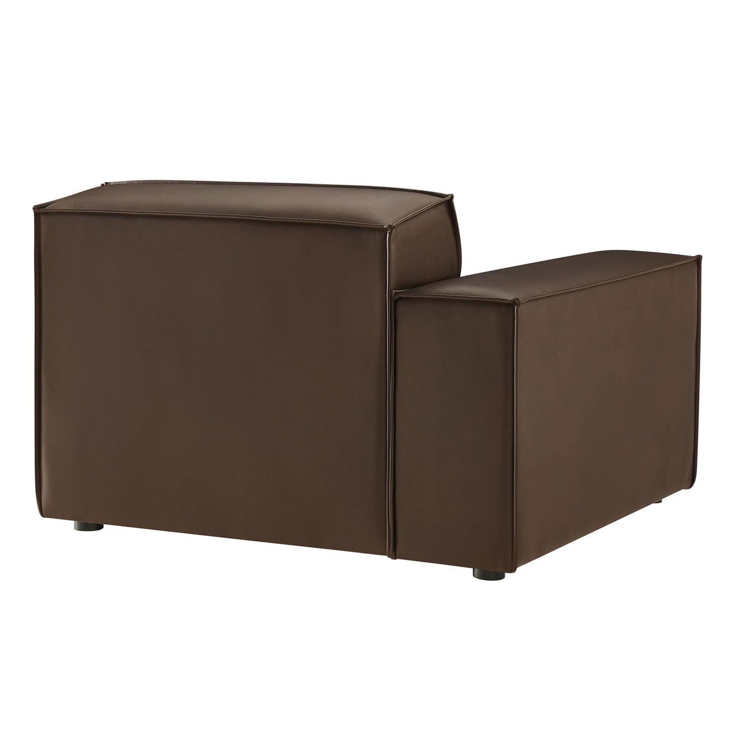 Modway Restore Left-Facing Faux Leather Modular Lounge Chair in Espresso - Living Room Vegan Leather Upholstered Single-Arm Accent Armchair for Sectional Sofa