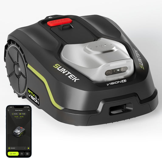 SUNTEK RTK Robot Lawn Mower, Perimeter Wire Free RTK+Vision Robotic Lawnmower for 1/4 Acres Lawn, Auto Mapping, APP Control, Multi-Zone Management, 35% Slope, Cutting Height 1.2''~2.4''
