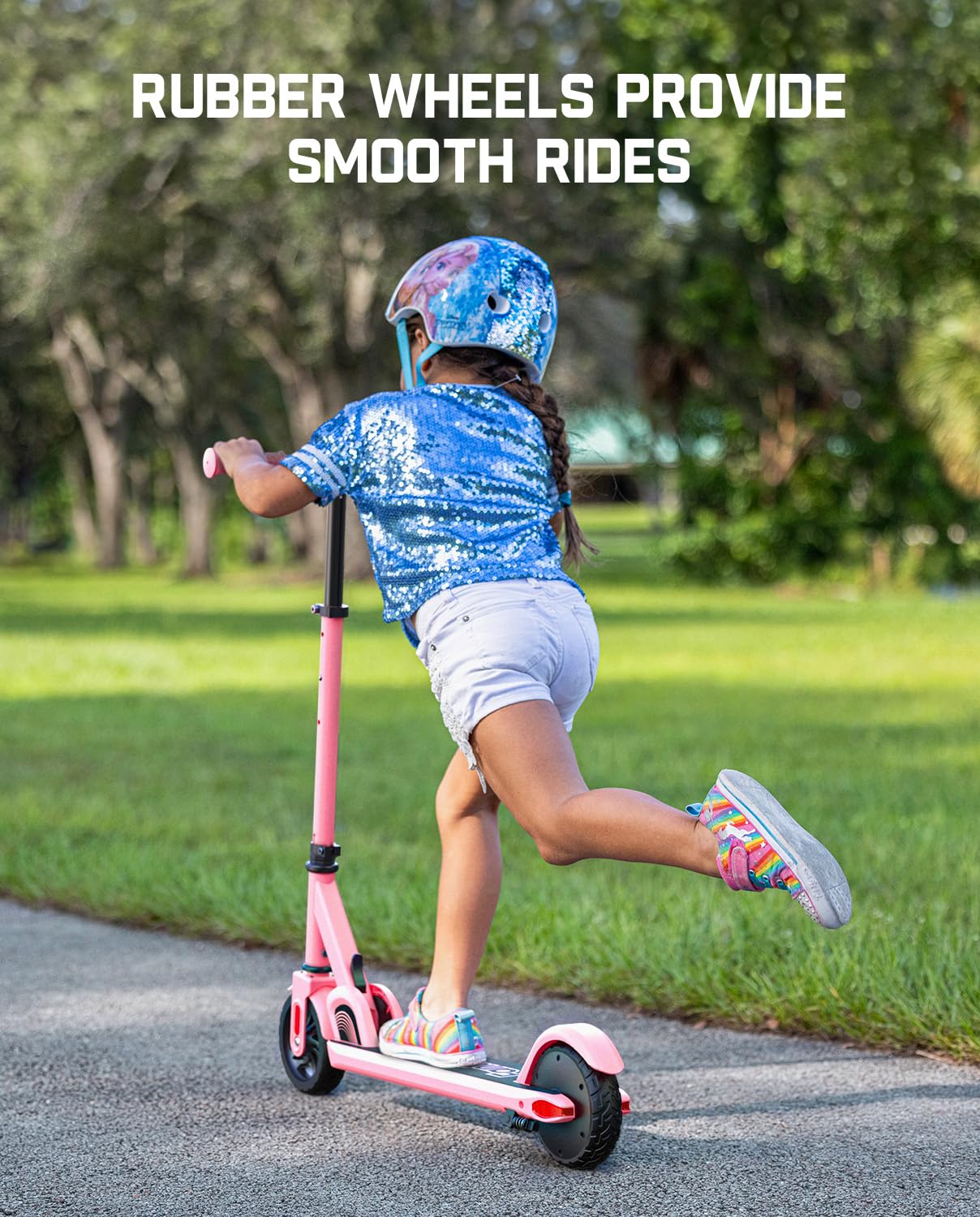 FanttikRide C9 Kids Electric Scooter Ages 8-12, Foldable for Kids 3.9-5.2 ft, 132 lbs, 5 Miles Range, Up to 40 mins Ride Time, 2 Safe Max Speed 6/10 MPH, 3 Adjustable Heights, Pink