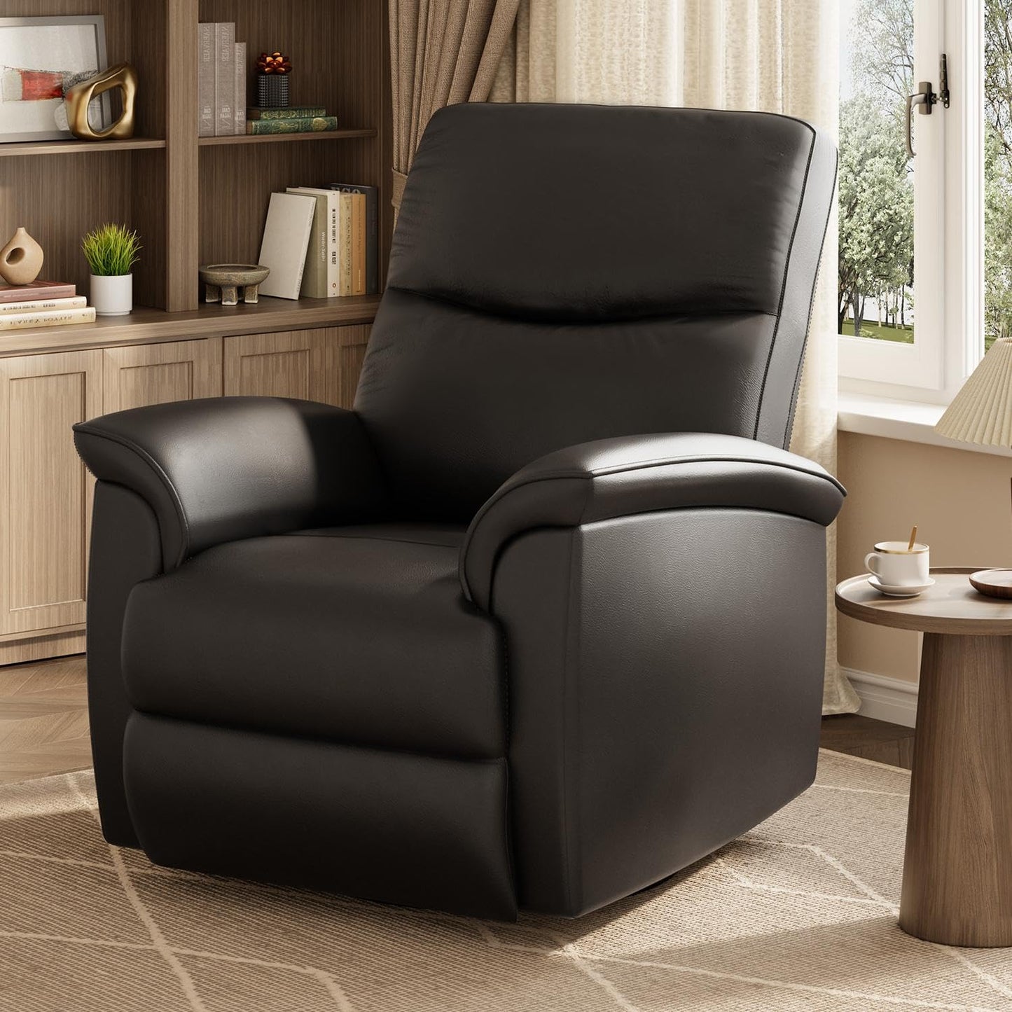 Garvee Power Recliner Chair, PU Leather Electric Reclining Armchair with Free Position, Oversized Armrest Lazy Chair Sofa for Adult, 350 Lb Capacity, Single Sofa for Living Room Bedroom, Black