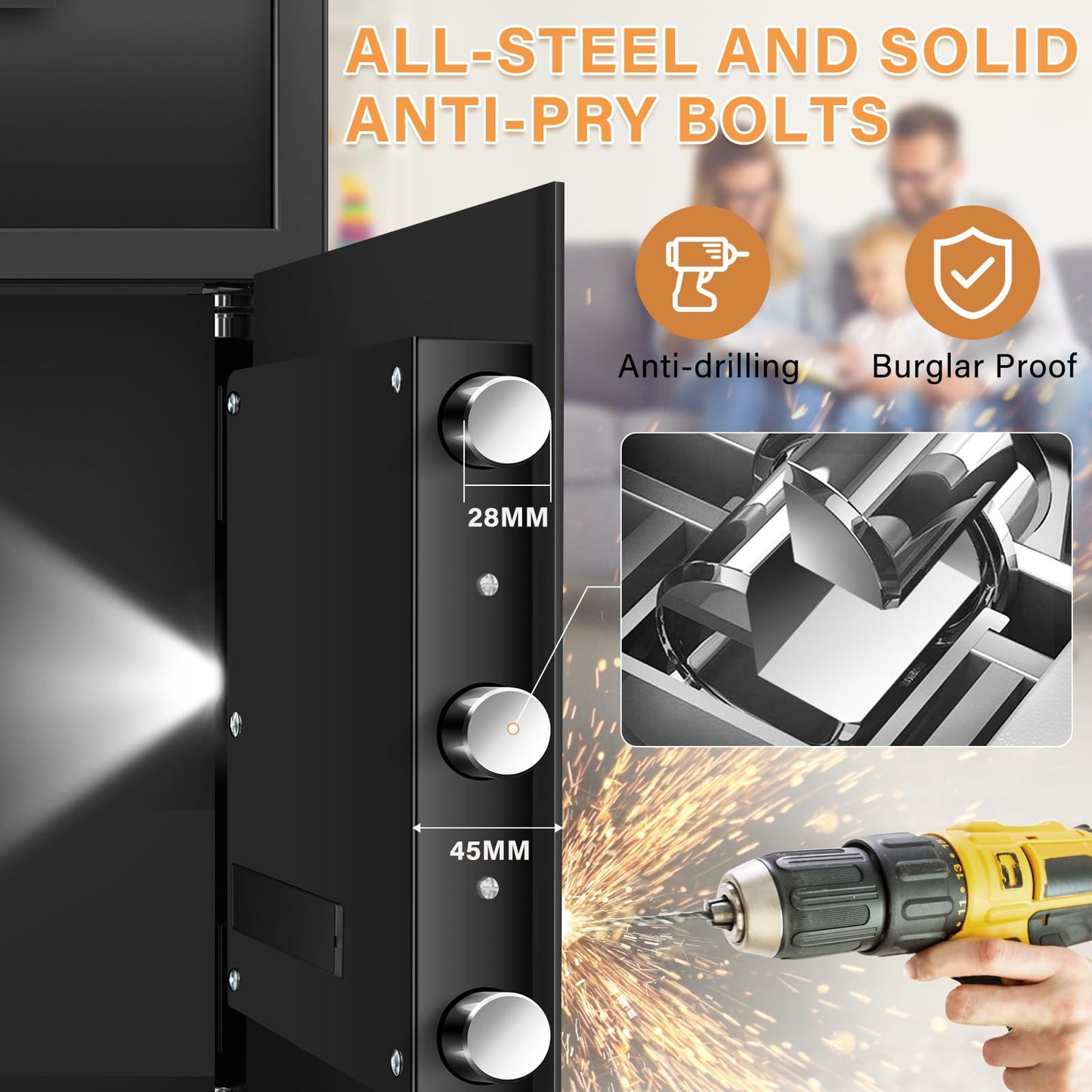 2.7 Cubic Drop Slot Safes for Money Jewelry, Drop Safe for Business with Combination Lock and Key, Mute Function,Depository Safe for Money Jewelry Home Business Office