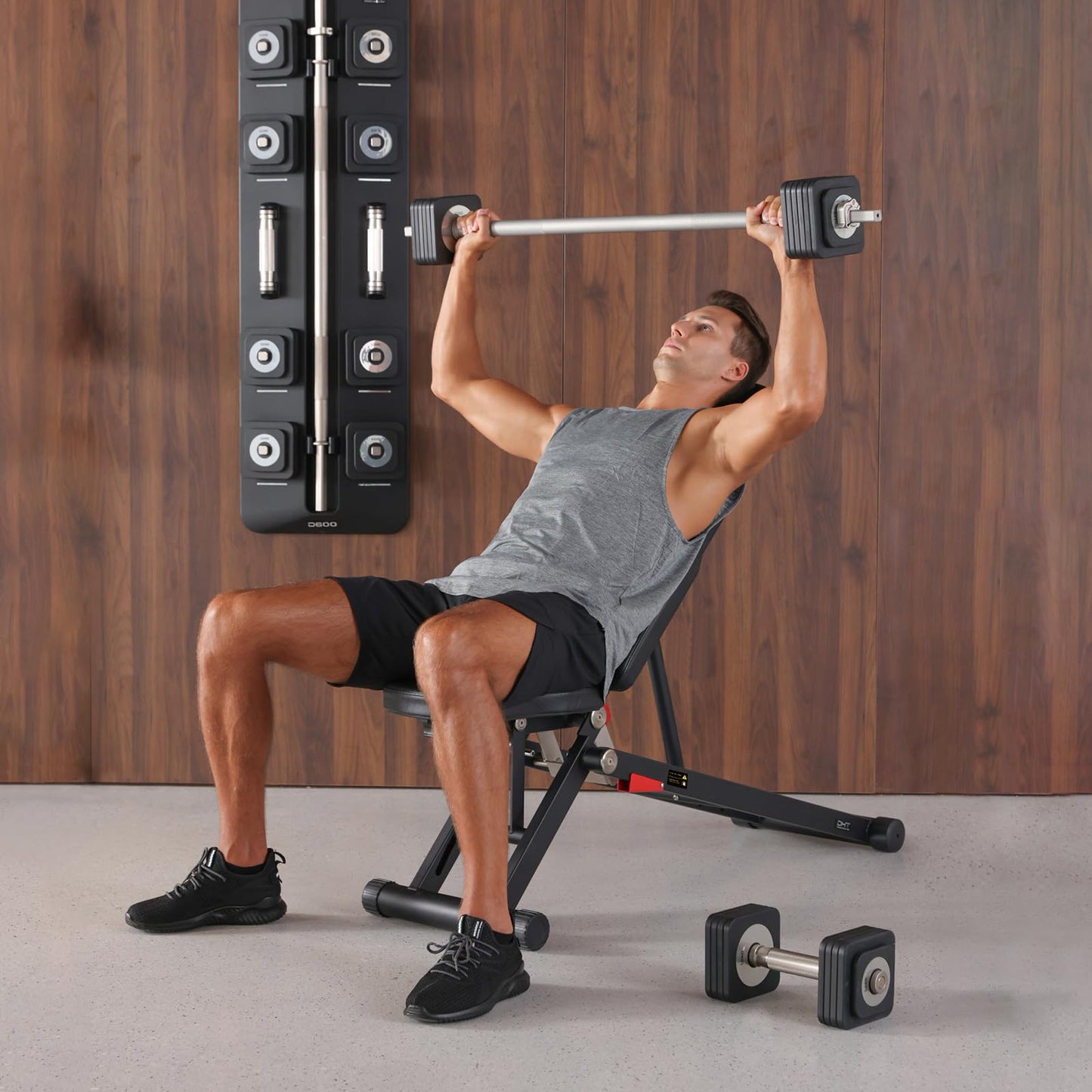 DHT Weight Bench, Adjustable Weight Benches for Home Gym, Workout Bench with Fast Folding, Incline Decline Bench Press for Full Body, Black