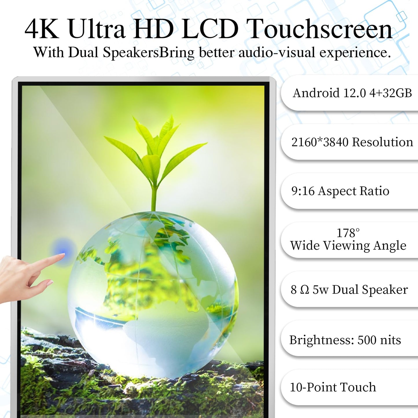 KEINONE 43" Touch Digital Signage Display Kiosk Floor Stand Advertising