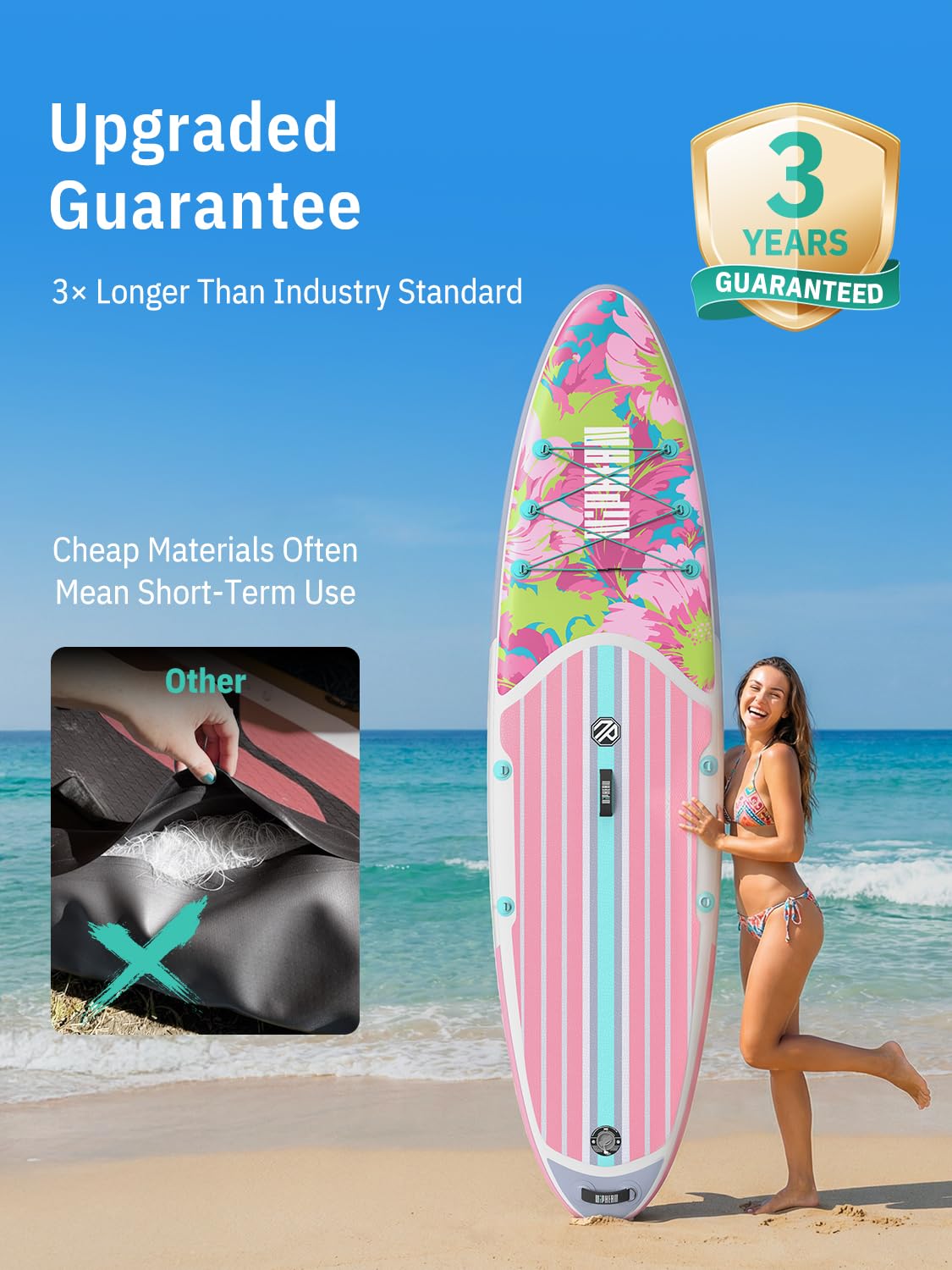 Niphean Inflatable Stand Up Paddle Board with Stabiltrac Fin Design and SUP Accessories, Anti-Slip EVA Deck, 10’6’’ Inflatable Paddle Boards for Adults & Youth of All Skill Levels