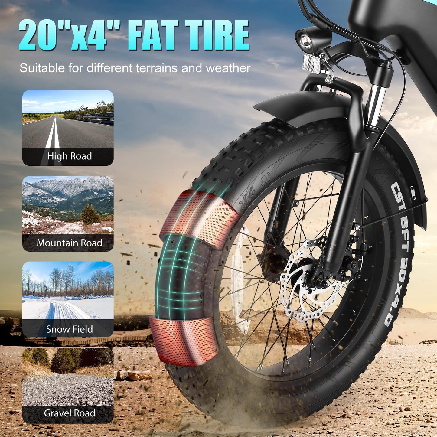 Wooken Electric Bike for Adults, 500W Motor Ebike,20"x4.0" Fat Tire Electric Bike,48V 13AH Removable Lithium-ion Battery, Up to 60 Miles,Step-Thru Electric Mountain Bike,SGS Certified to UL 2849