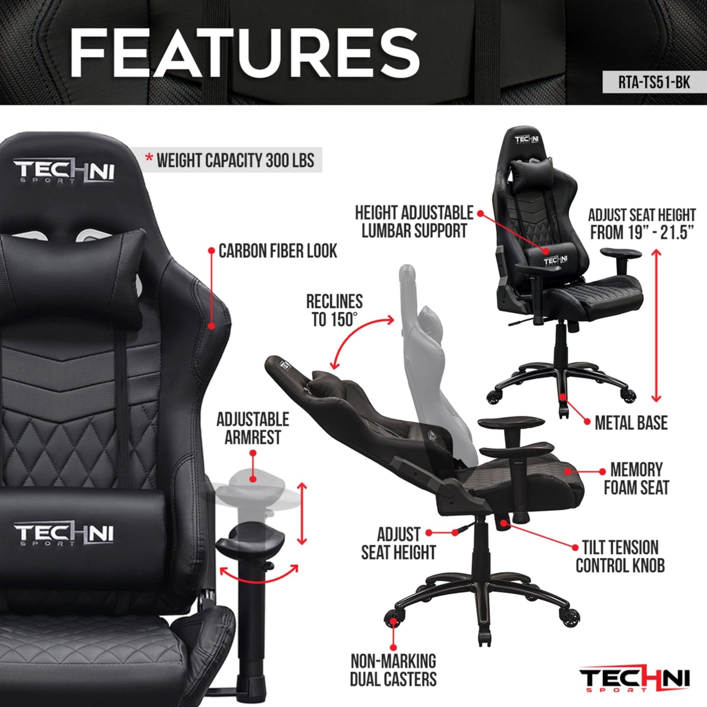 Techni Sport GG Black Gaming Chair