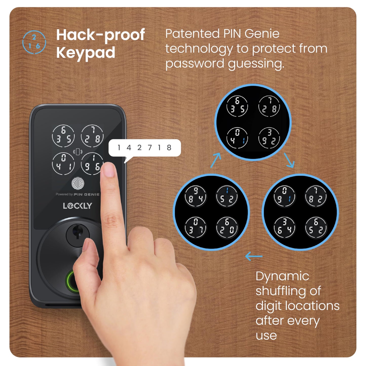 Lockly Secure Pro Smart Door Lock,Fingerprint Keyless Entry Door Lock,Apple Home Key Compatible,Auto Lock, App Remote Control,IP65 Waterproof,Easy Installation