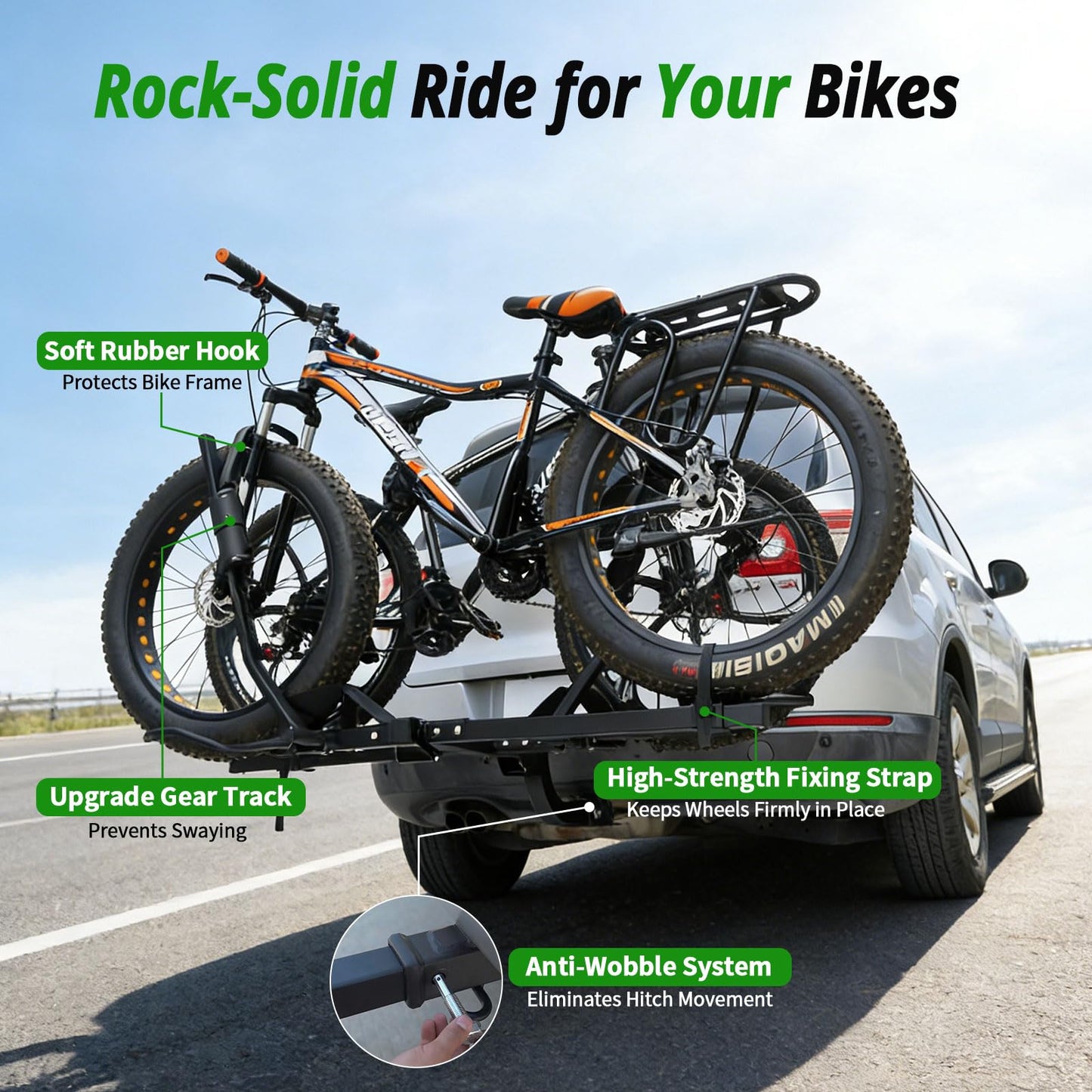 Leader Accessories Platform Bike Rack Hitch Mount with Ramp for 2 Bikes