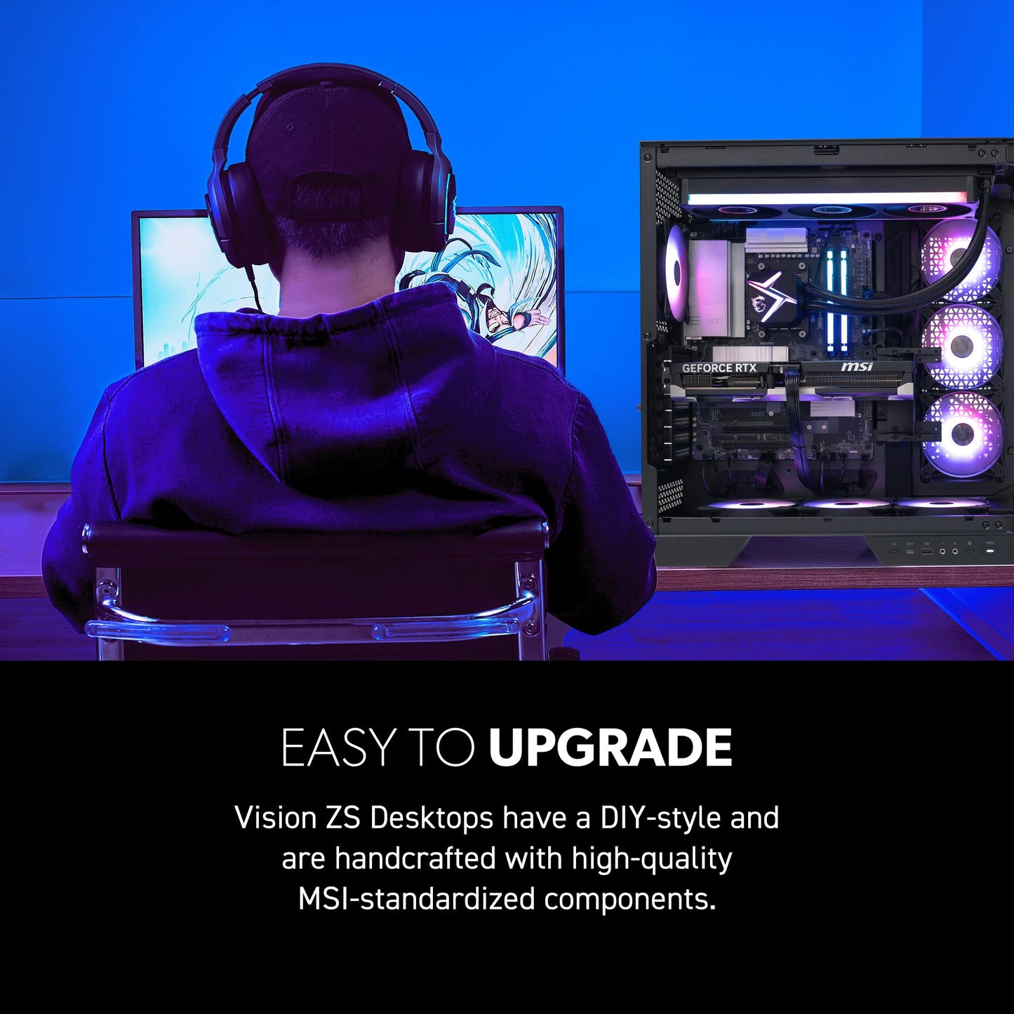 msi Vision ZS Gaming Desktop PC | AMD Ryzen 7 9800X3D | NVIDIA GeForce RTX 5070 12GB | 32GB DDR5 RAM | 2TB NVMe SSD | 360mm AIO Liquid Cooling | Wi-Fi 6E | Windows 11 Home | VR Ready | 9NVP-2068US