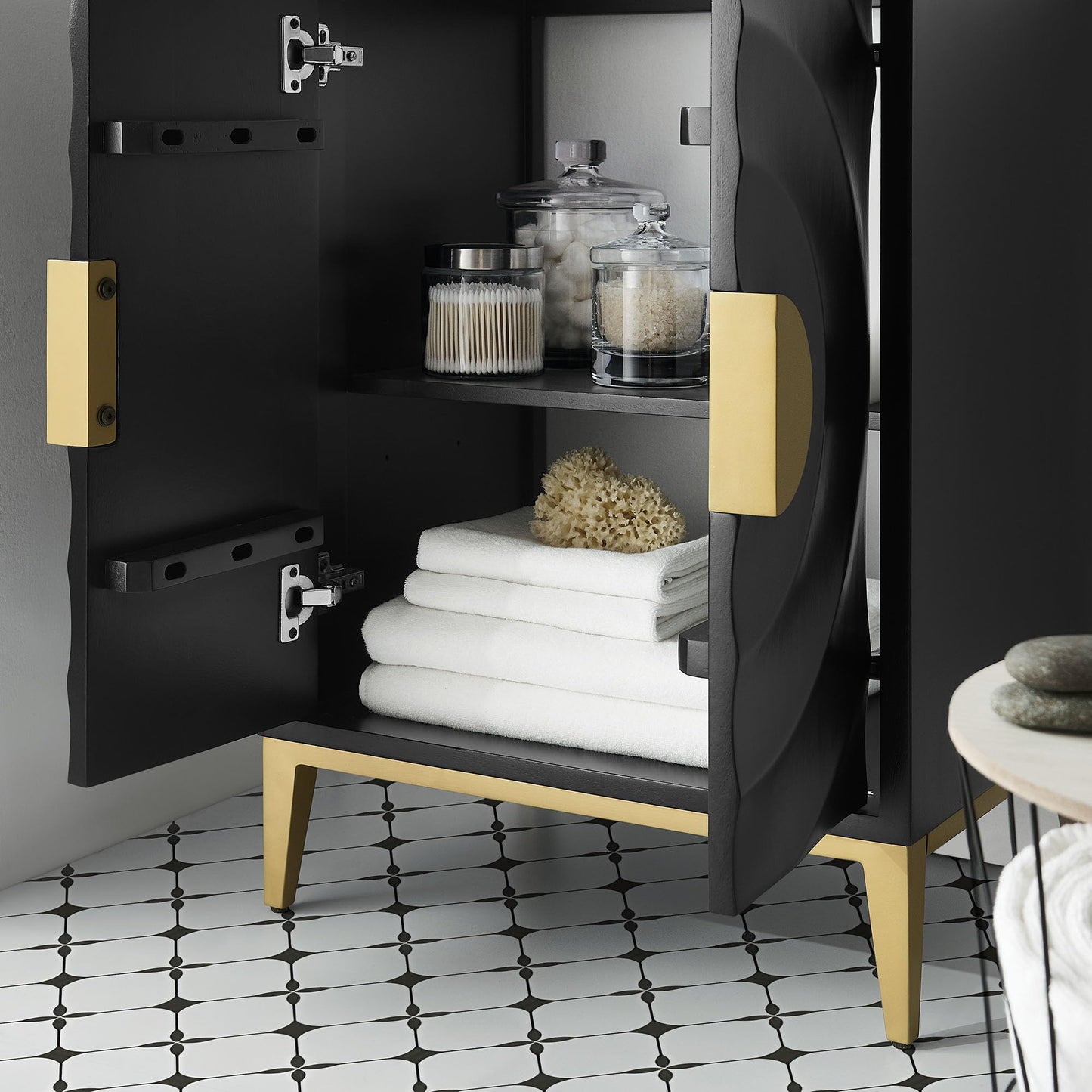 Modway Beau 24 Inch Wood Bathroom Vanity Cabinet in White Black