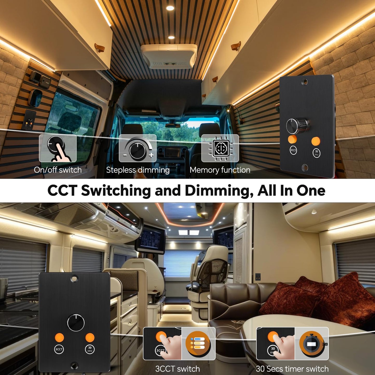 Obeaming 3CCT Flexible LED Strip Light Kit, 16.4ft, 12V Dimmer, CCT Changeable (3000K/4500K/6000K