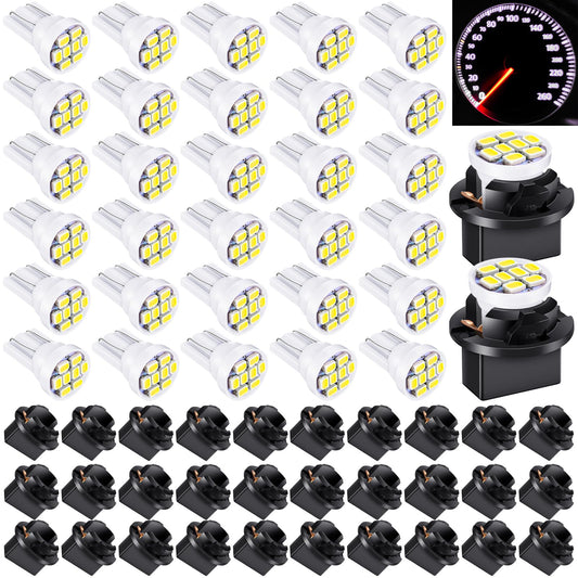 Frienda LED Dash Instrument Light Bulbs, 40 Pcs T10 194 168, Twist Lock Socket, White, for Dashboard Panel Gauge Cluster