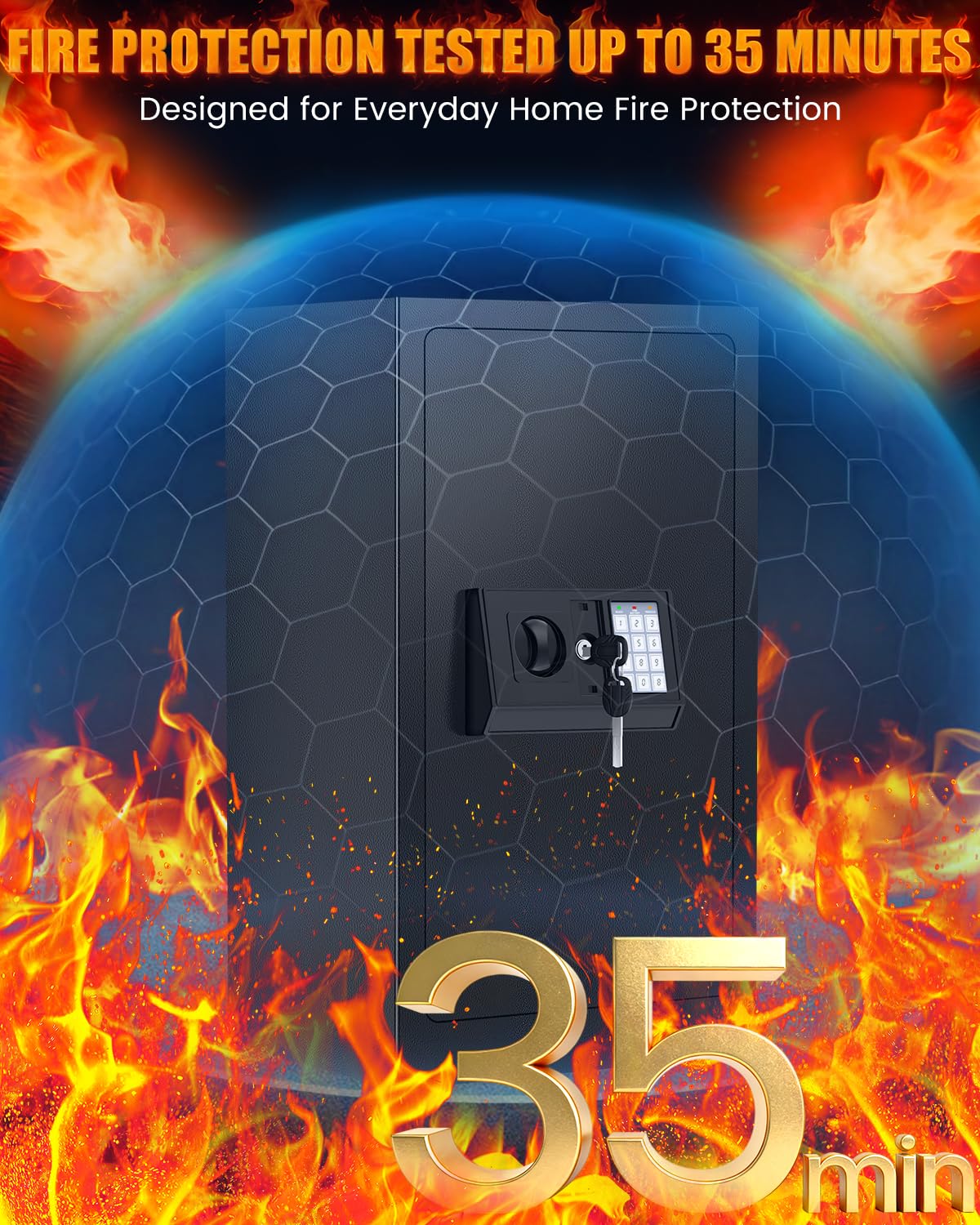 𝟑𝟓 𝑴𝒊𝒏𝒔 𝐅𝐢𝐫𝐞𝐩𝐫𝐨𝐨𝐟 Safe for Home,7.5 𝐂𝐮 𝐅𝐭 Extra Large Safe Box with Digital Keypad, Heavy Duty Fire Resistant Safe for Documents, Cash, Jewelry & Valuables