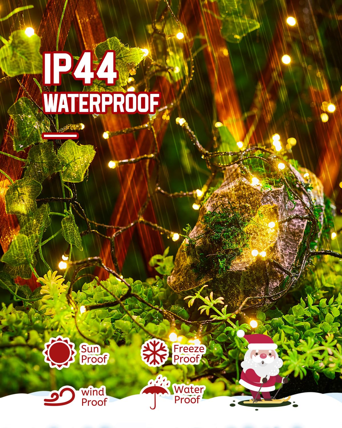 Minetom Christmas Cluster Lights, 10Ft 120 LED, Waterproof Twinkle, 4 Pack, Warm White