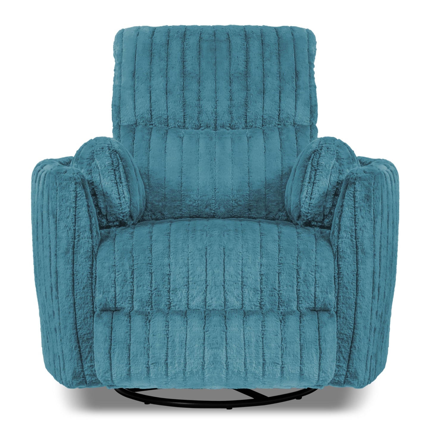 Furniture of America Vyrinor Modern Chenille Power 220° Swivel Recliner Chair with Pillows, Reclining Glider, Comfy Sofa, Wooden Comfortable Couch for Living Room, Nursery, Dark Teal Green