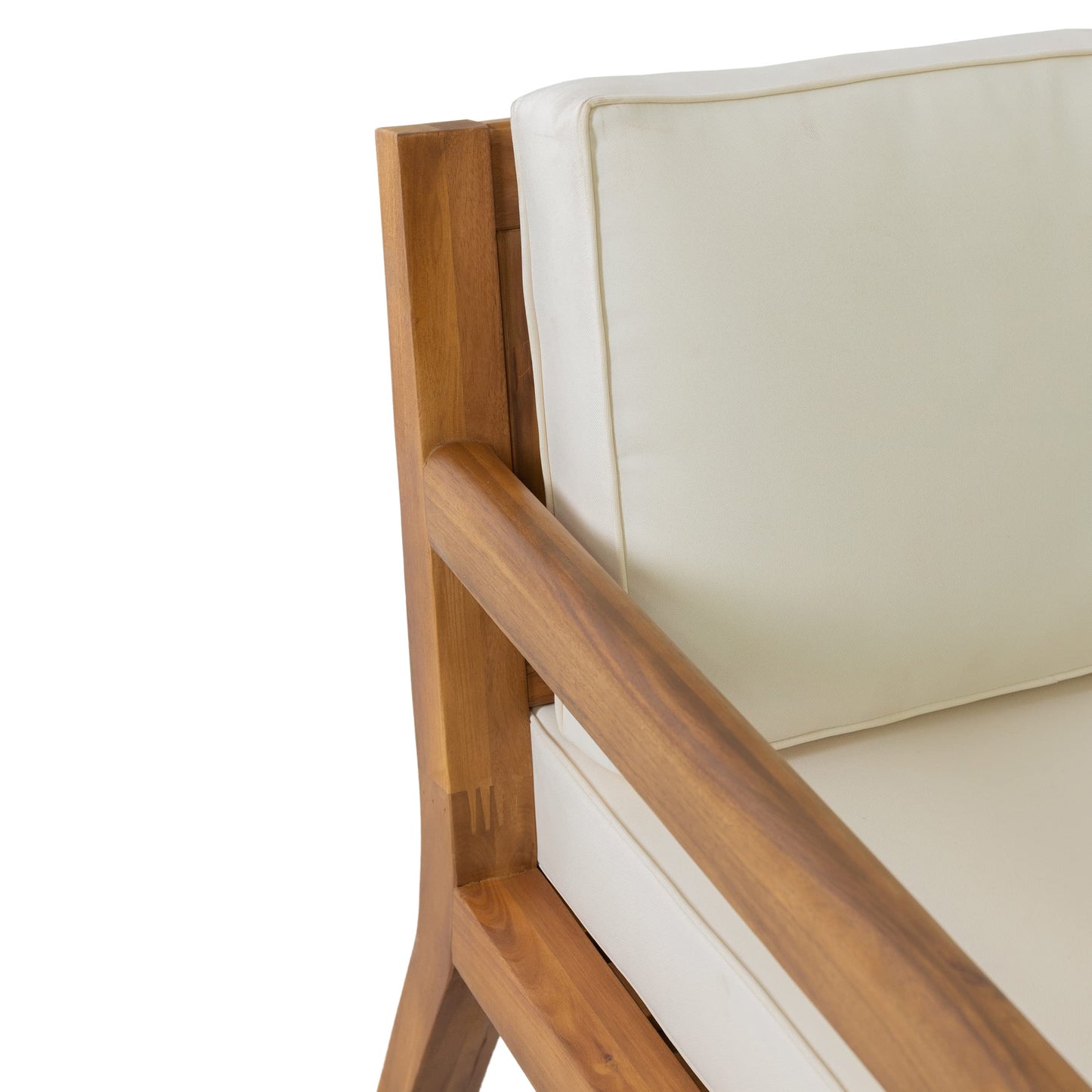 Merax Outdoor Patio Club Chairs,Set of 2,Acacia Wood Frame Conversation Set with Cushion for Porch Backyard,Classic Style