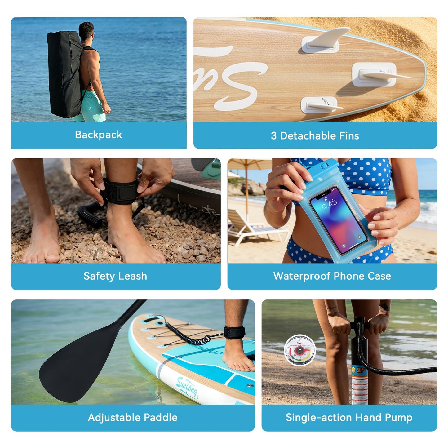YUSING Inflatable Paddle Board, 11' x 33'' x 6" Extra Large SUP, Paddle Boards for Adults, Non-Slip Deck SUP Paddle Board SUP Accessories,3 Removable Fins (Green Wood)