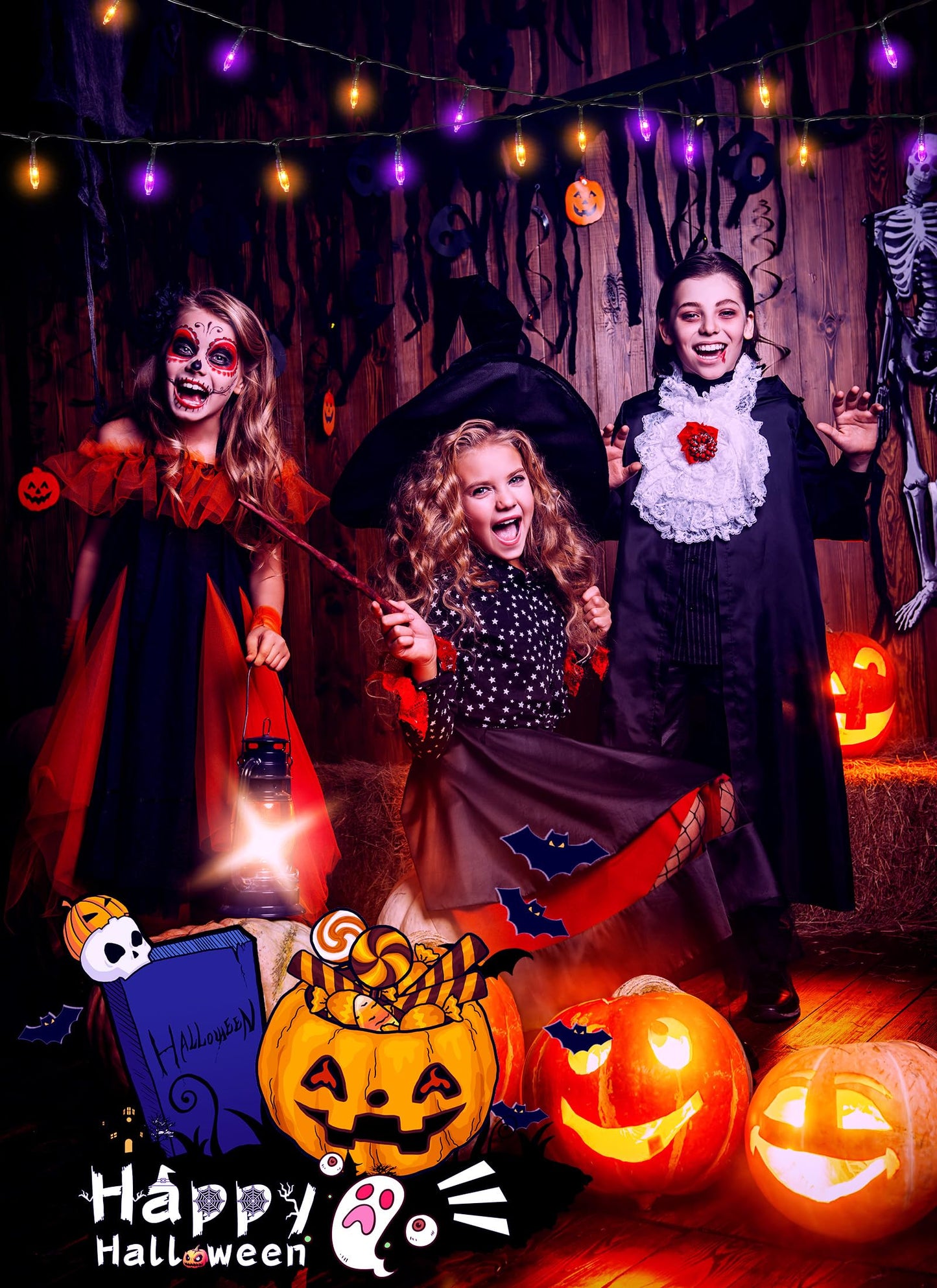 Minetom Halloween String Lights, 100 LED, 39 FT, USB Powered, Waterproof, Purple & Orange