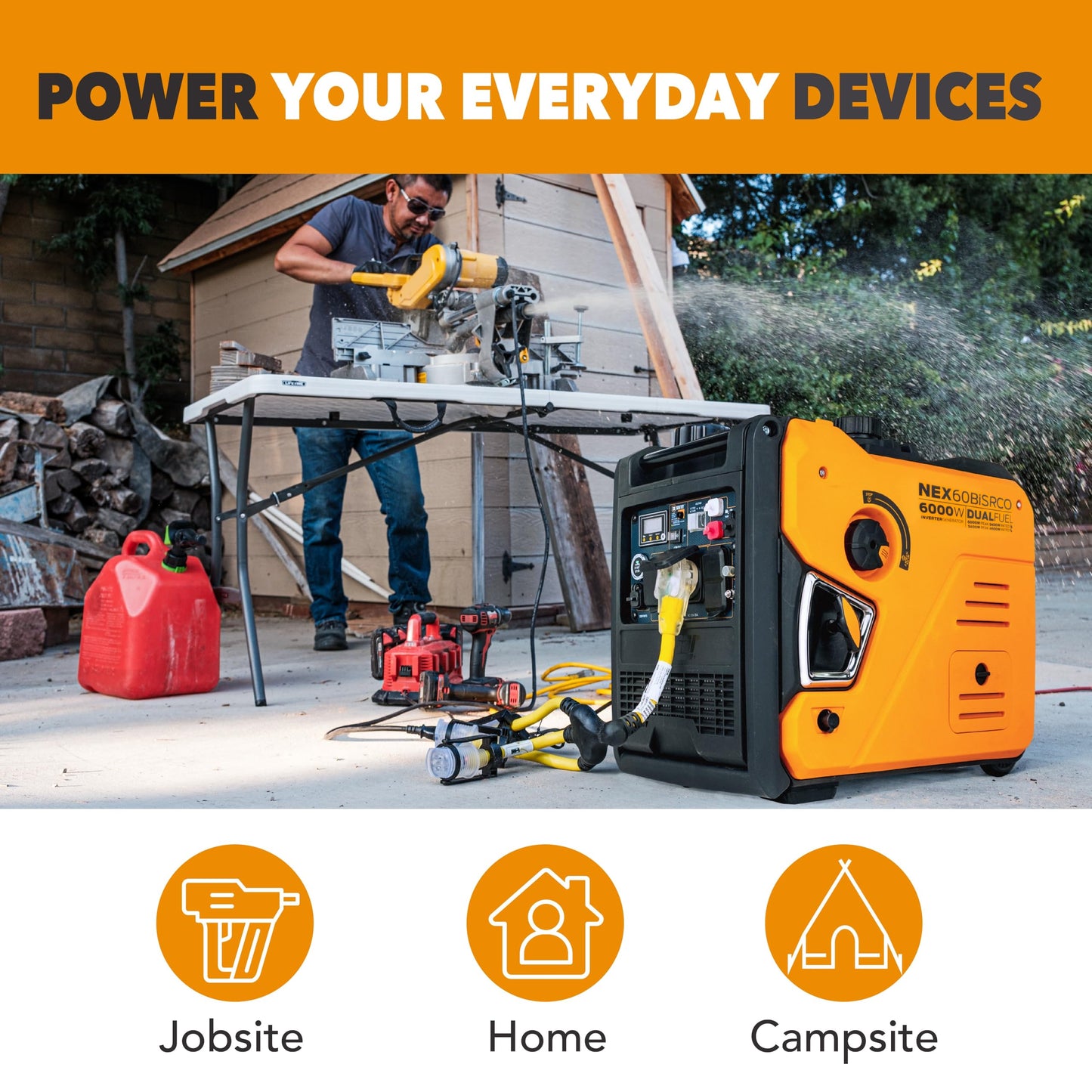 Pulsar 6000 Watt Portable Inverter Generator, Dual Fuel Gasoline & Propane, Remote Electric Start, CO Sensor, Parallel Capable, Super Quiet, Use for RV, Camping, Outdoor & Home, NEX60BiSRCO