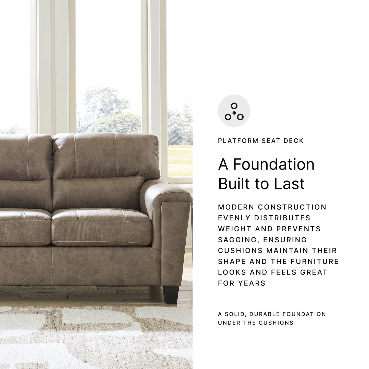 Signature Design by Ashley Navi Modern Loveseat with Removable Cushions, Dark Brown