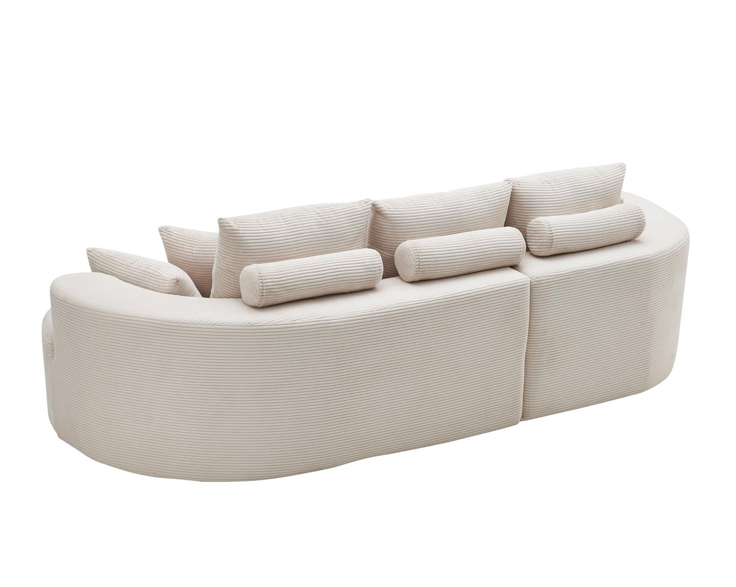 Christopher Knight Home Carden 106" Curved Modular Sectional Sofa, Comfy Sofa Couch with Chaise Lounge, Modern Cloud Couch with Deep Seat, Fabric Upholstered Set for Living Room Bedroom, Whitecap