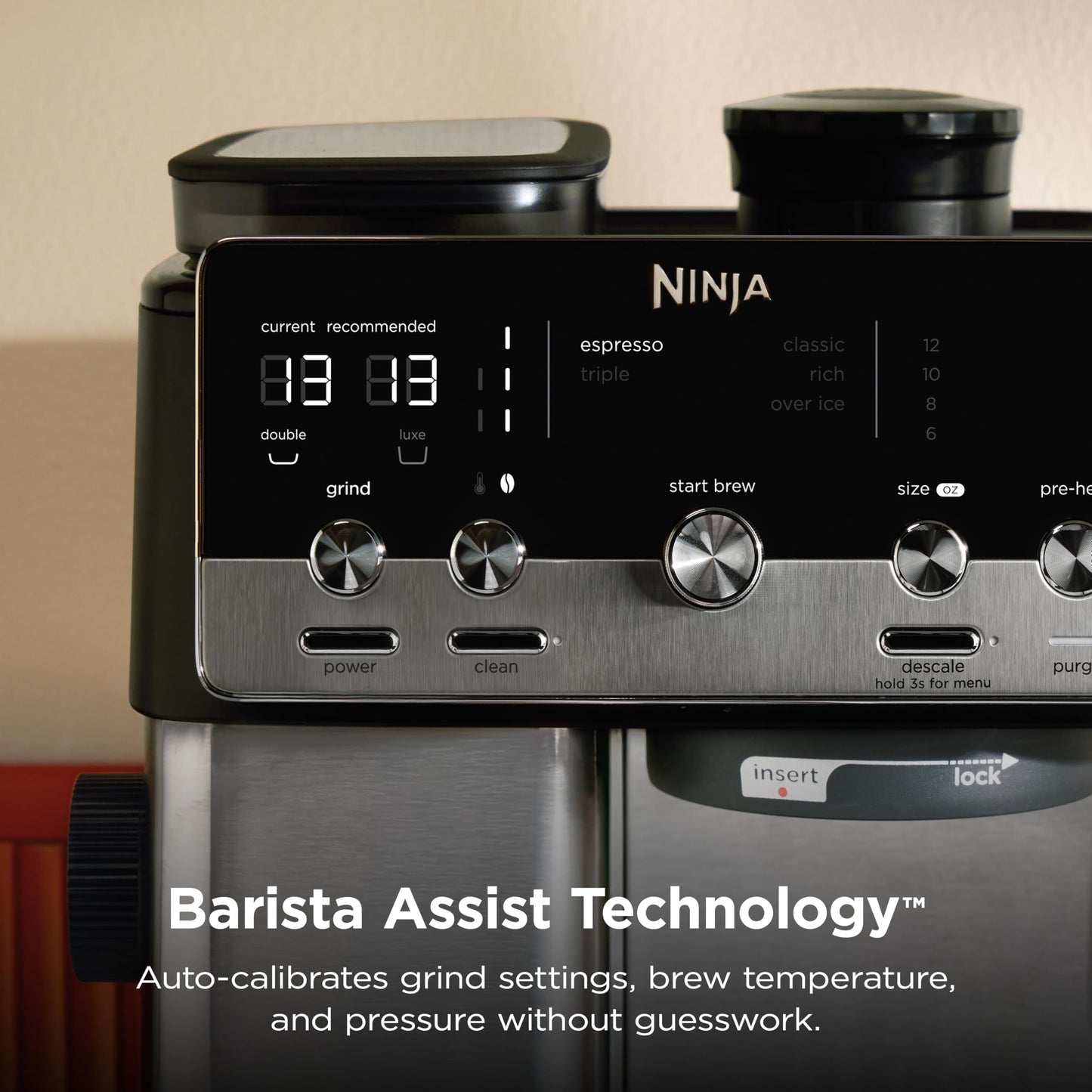 Ninja Luxe™ Café Mini | Espresso Machine & Drip Coffee | Built-in Burr Grinder, Precision Scale & Manual Steam Wand | Lattes, Cappuccinos & More | Stainless Steel | ES301