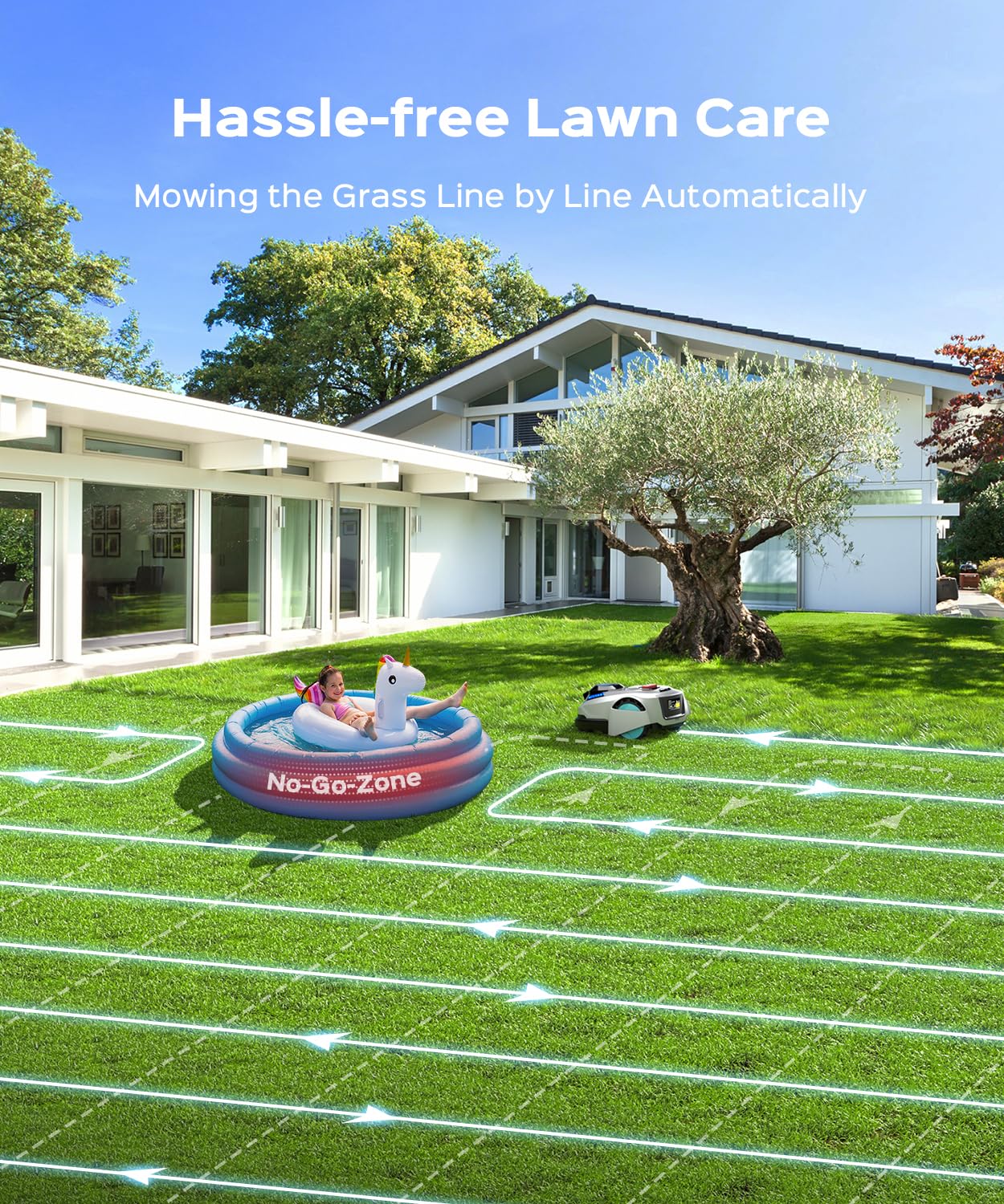 YARDCARE N1600 PRO Robot Lawn Mower, Wireless Design with RTK+Vision Navigation, 0.4 Acre Coverage, APP Smart Control Robot Lawn Mower, Multi-Zone Mowing, Curved Path, Adjustable Cutting Height